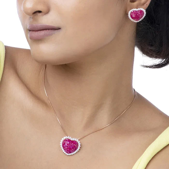 Pink Passion Heart Pendant Set - Touch925