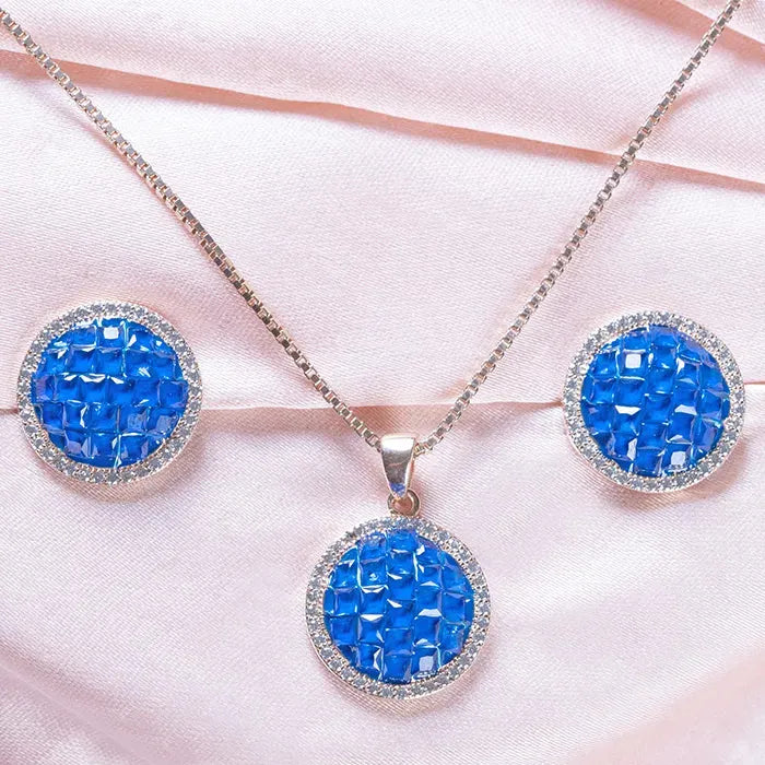 Sapphire Blossom Pendant Set - Touch925