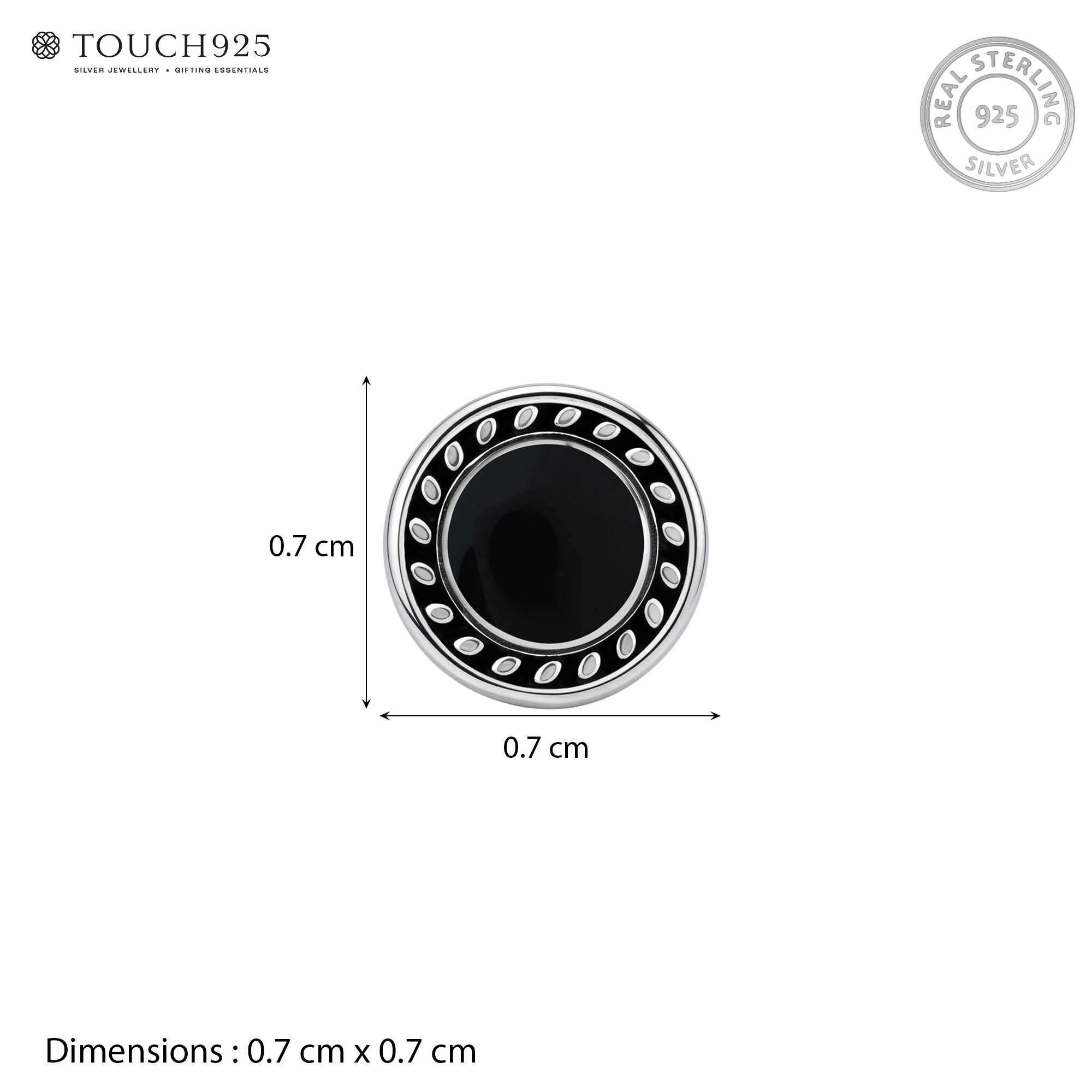 Circular Onyx Enamel Stud