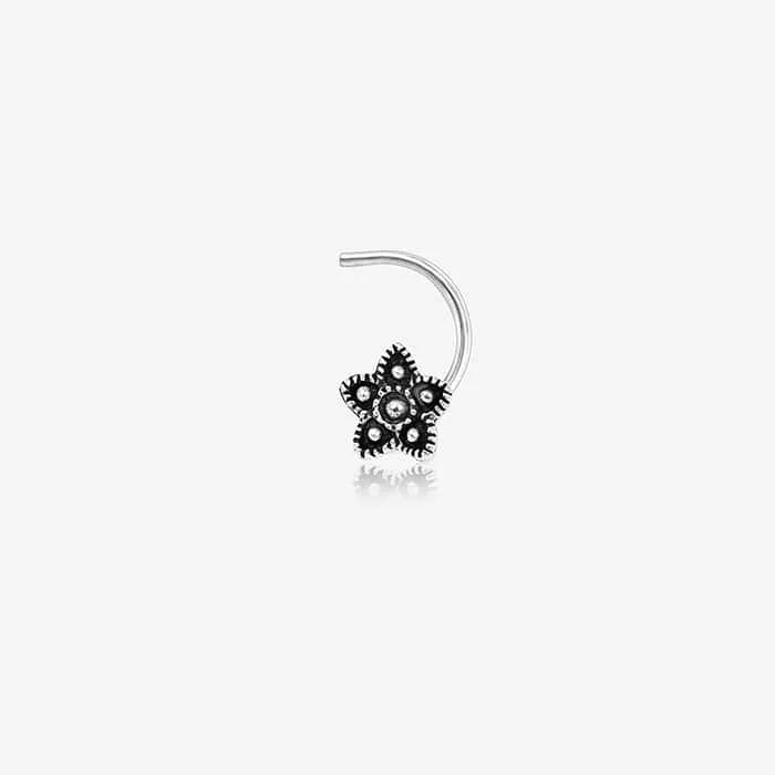 Oxidized Flower Nose Pin - Touch925