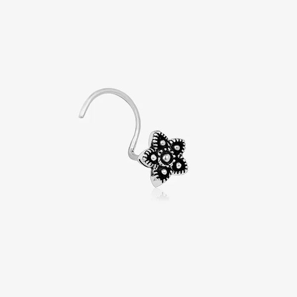 Oxidized Flower Nose Pin