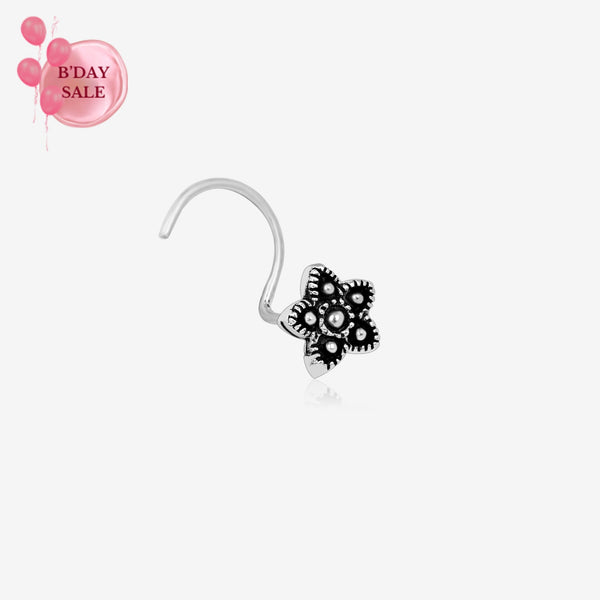 Oxidized Flower Nose Pin - Touch925