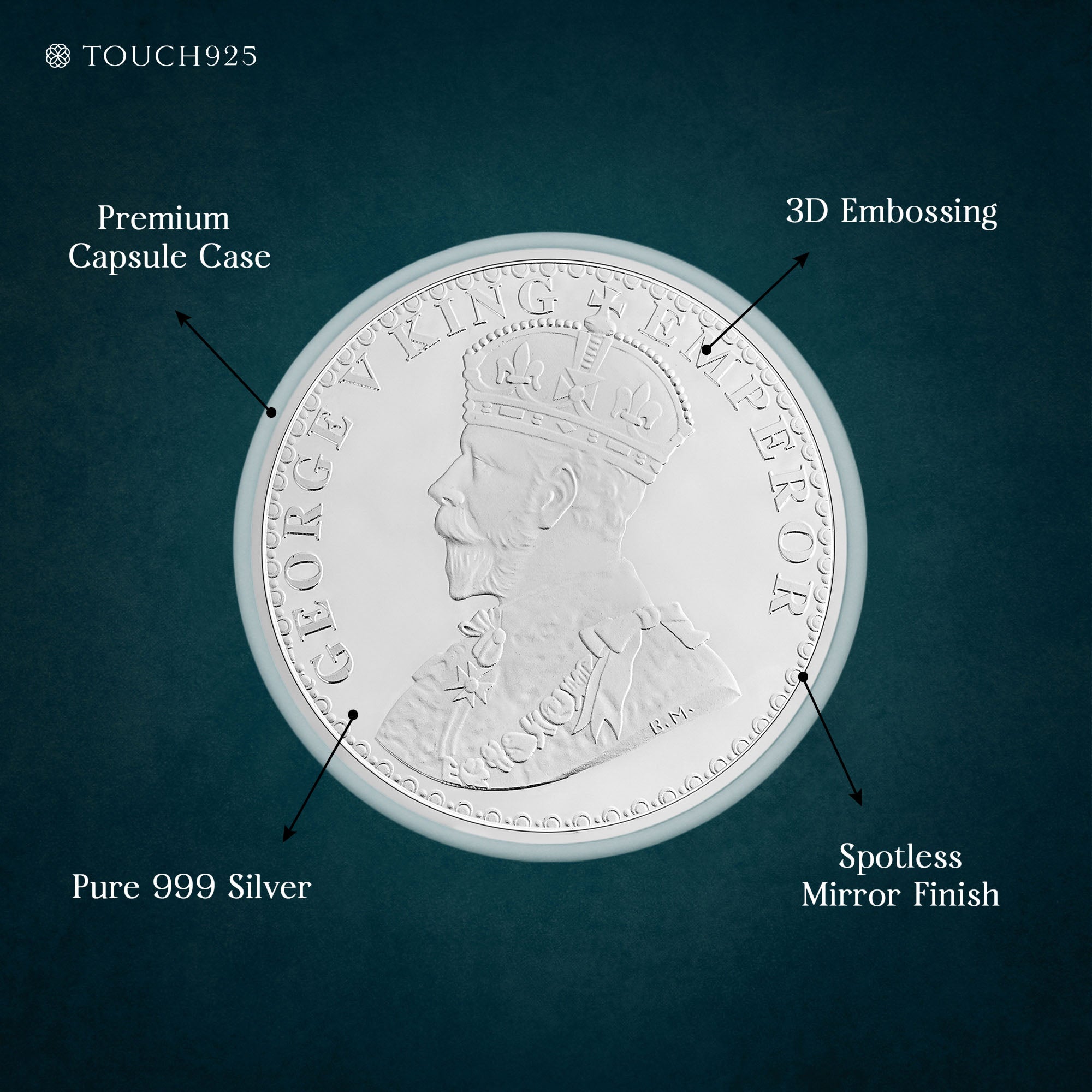 Pure 999 Silver 20g George V King Emperor Coin