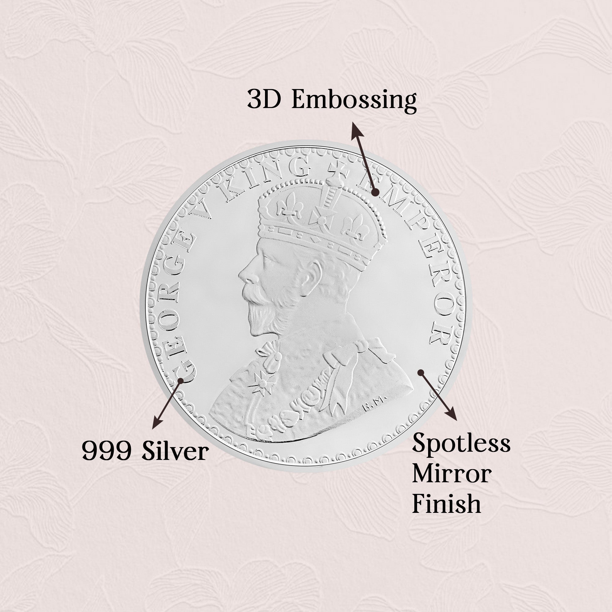 5 Pure 999 Silver 20g George V King Emperor Coin