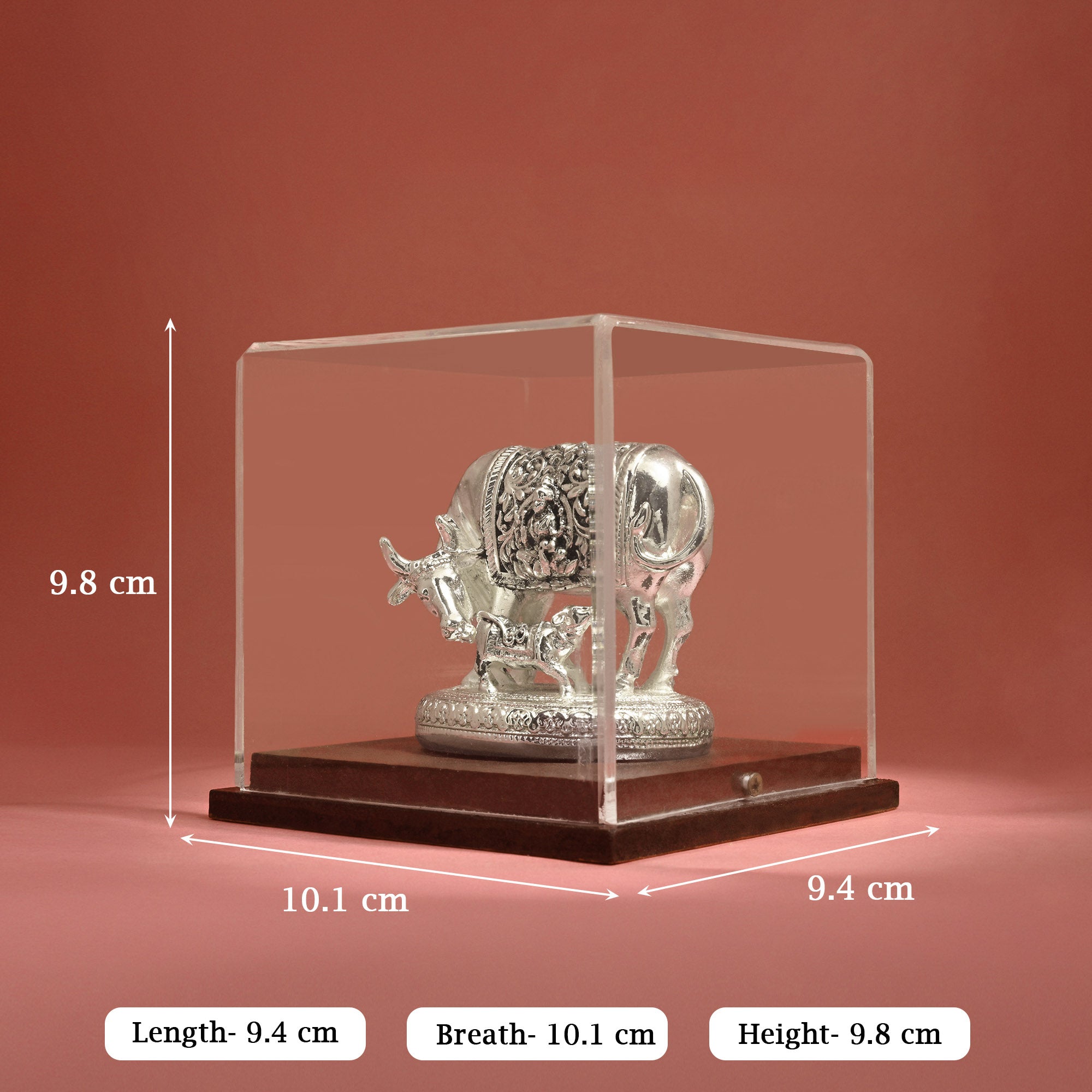999 Silver Kamdhenu Intricate Carvings Idol