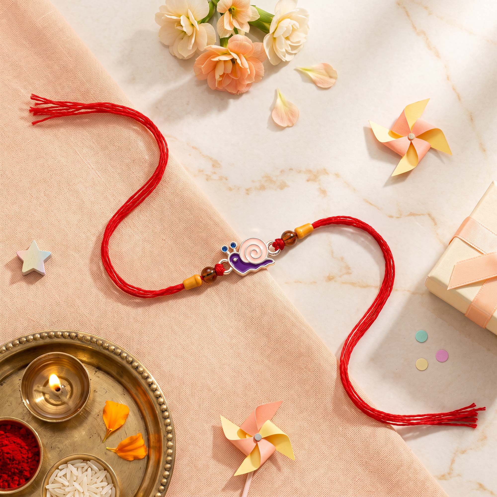 Snail Charm Silver Rakhi
