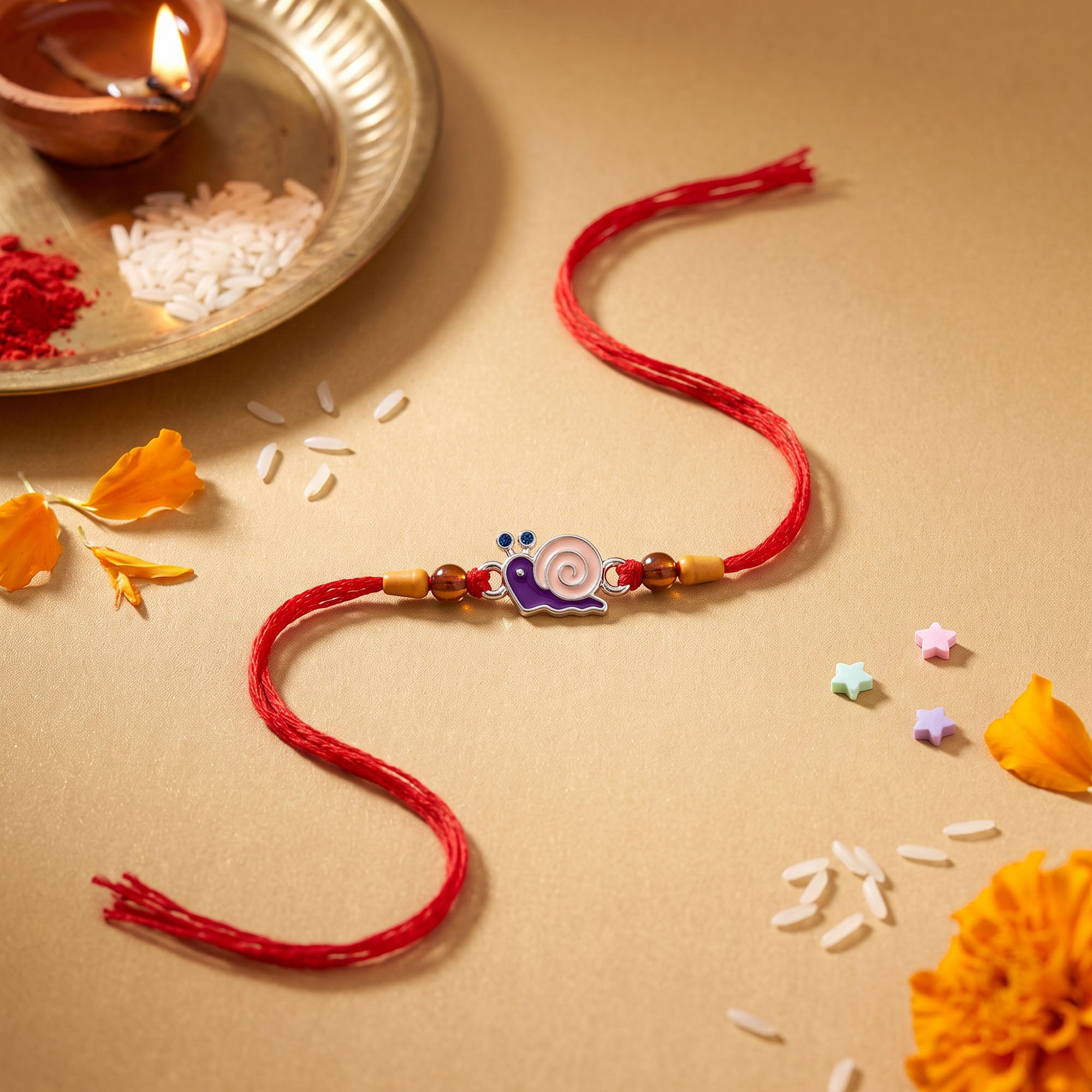 Snail Charm Silver Rakhi