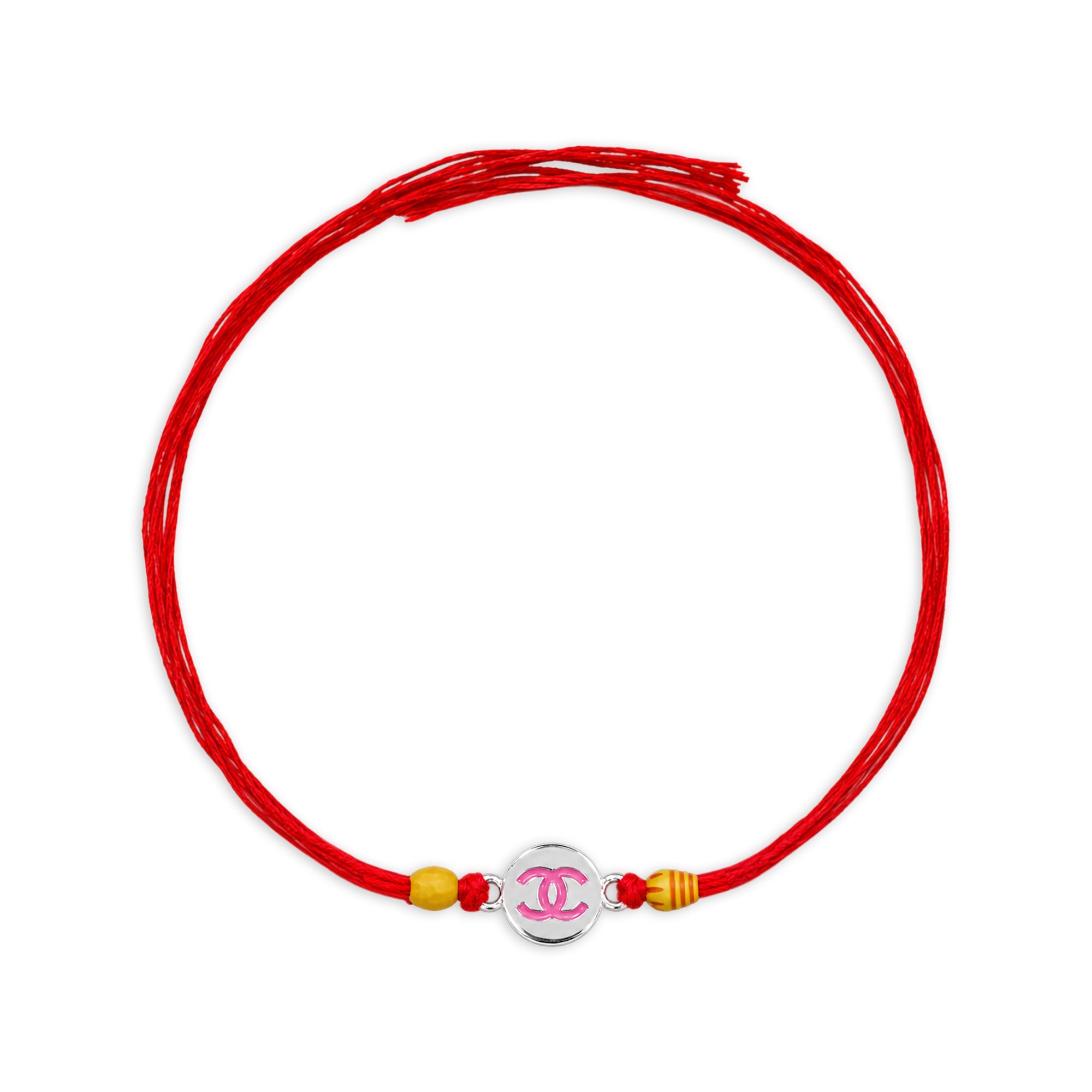 Pink Logo Silver Rakhi