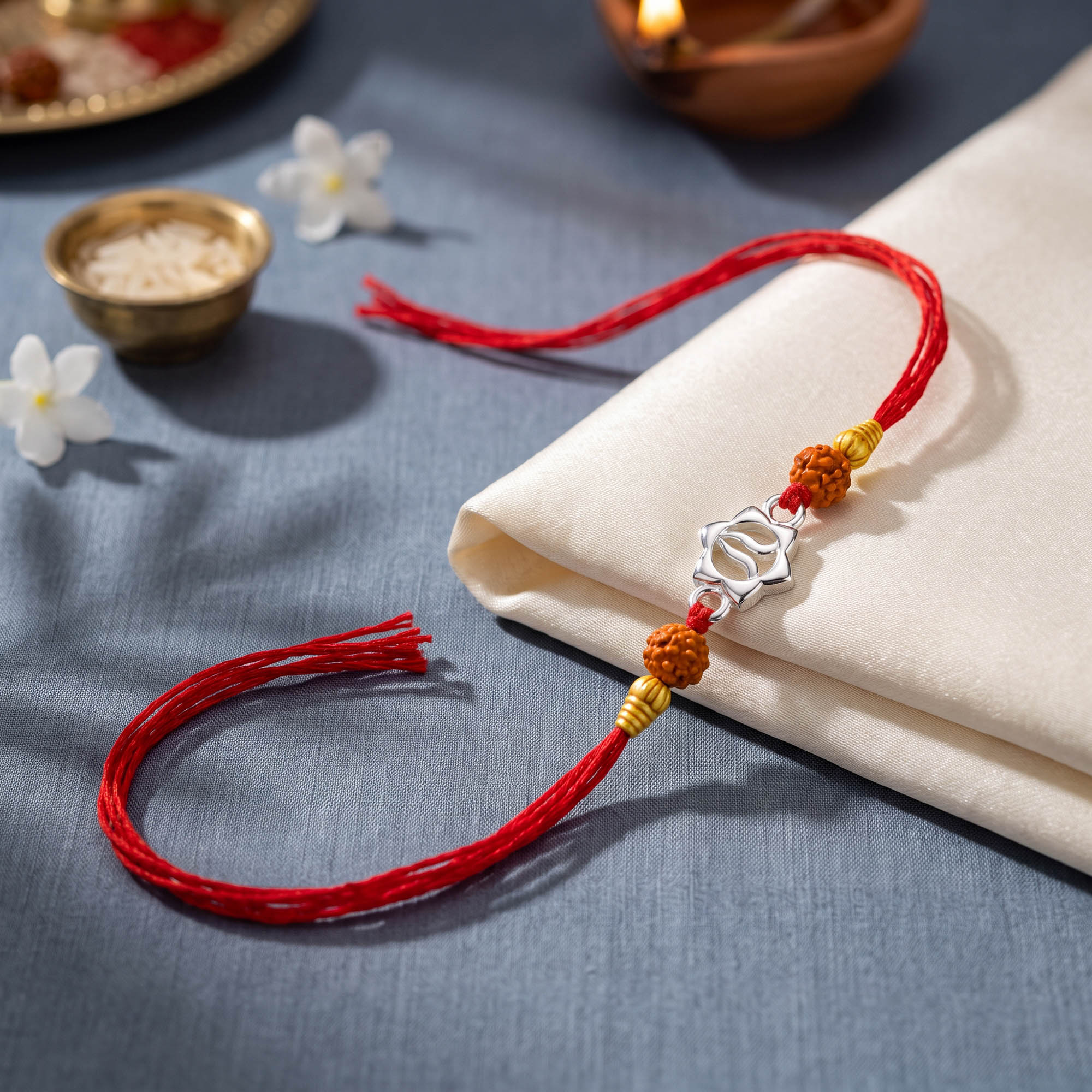 Lotus Mandala Silver Rakhi