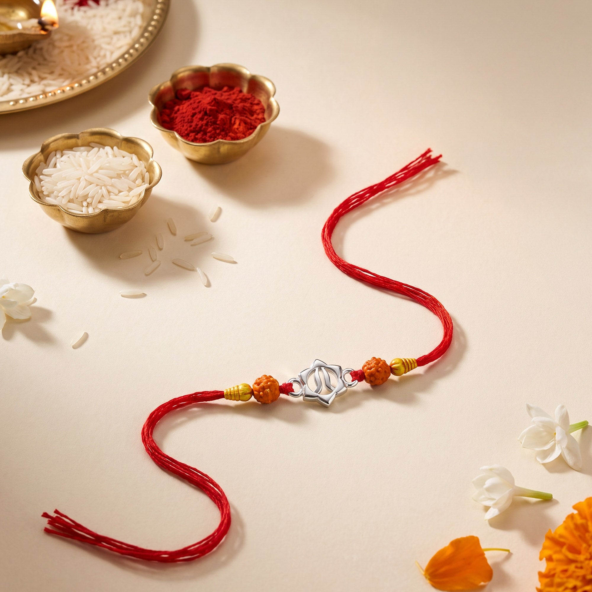 Lotus Mandala Silver Rakhi
