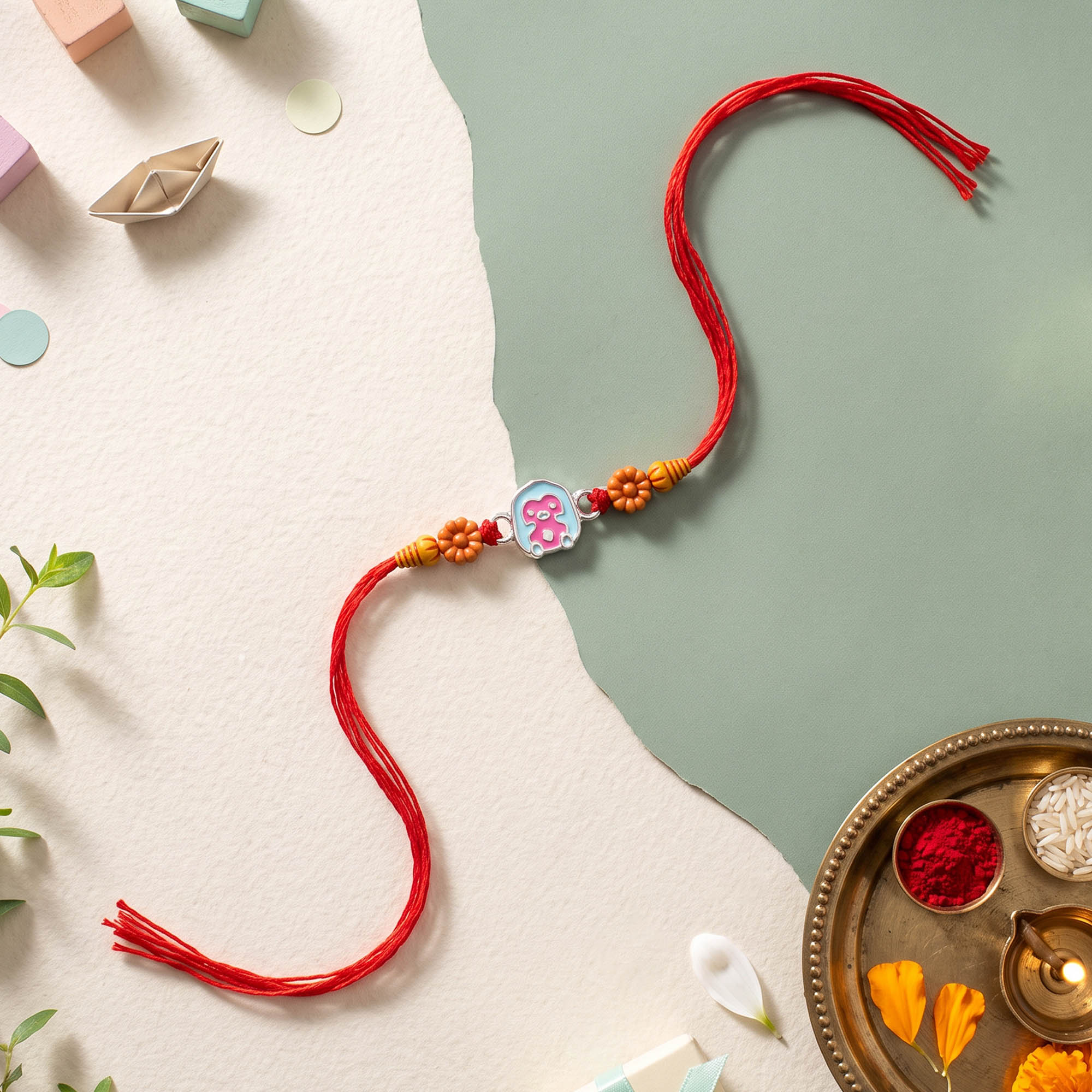 Teddy Bear Silver Rakhi for Kids