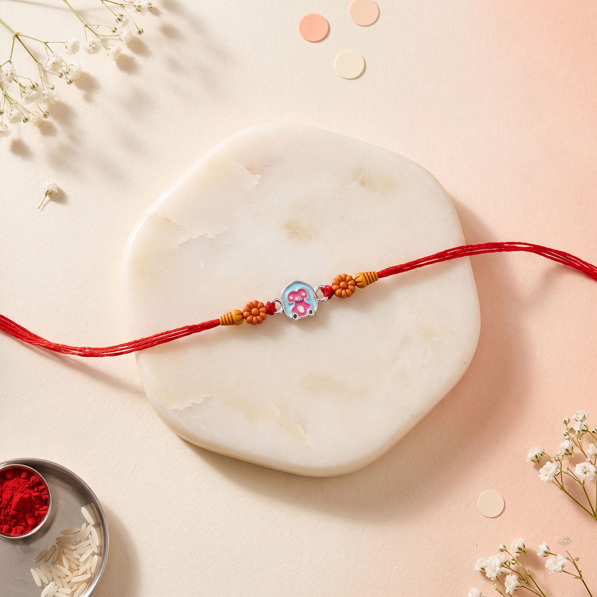 Teddy Bear Silver Rakhi for Kids