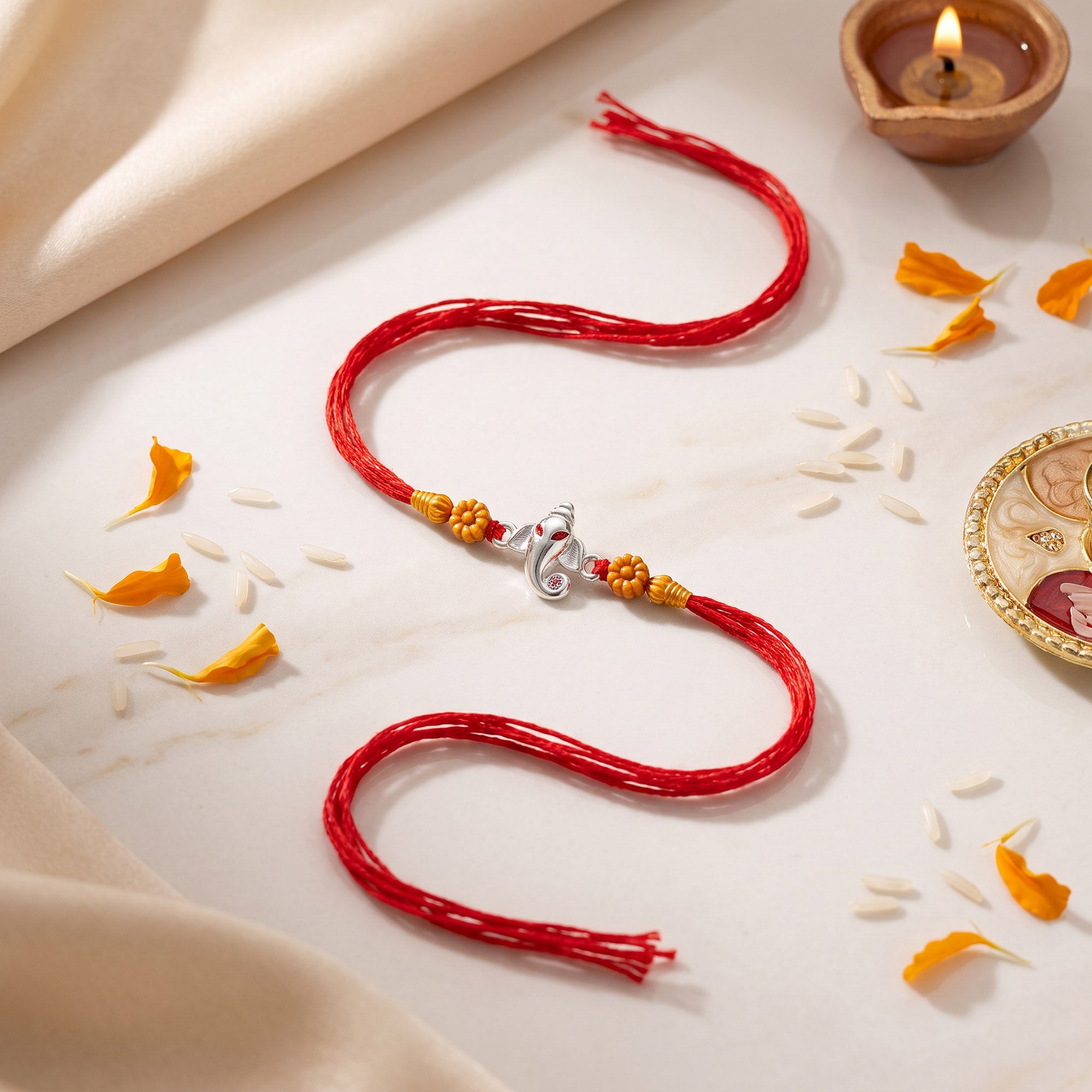 Ganesha Head Silver Rakhi
