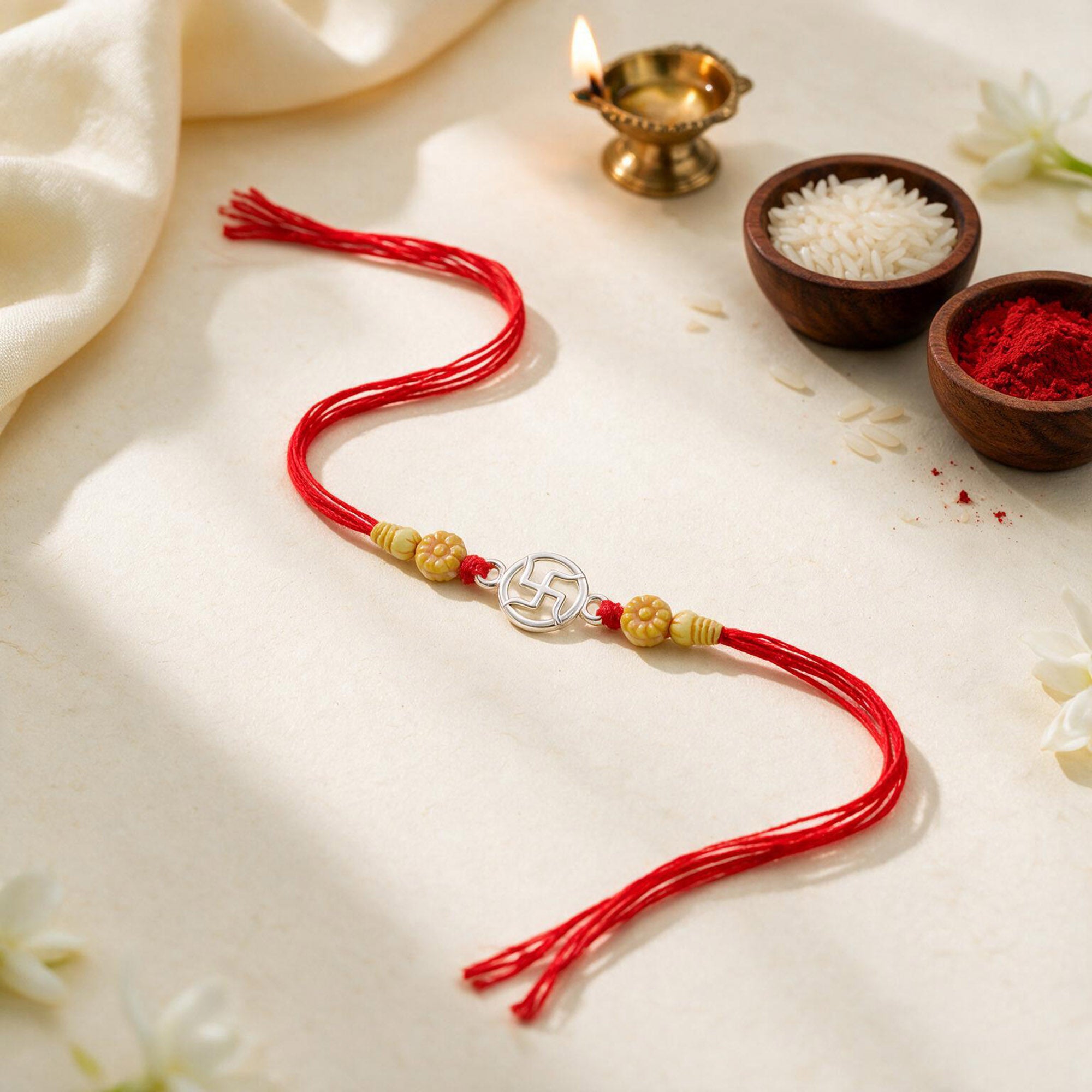Swastik Silver Rakhi