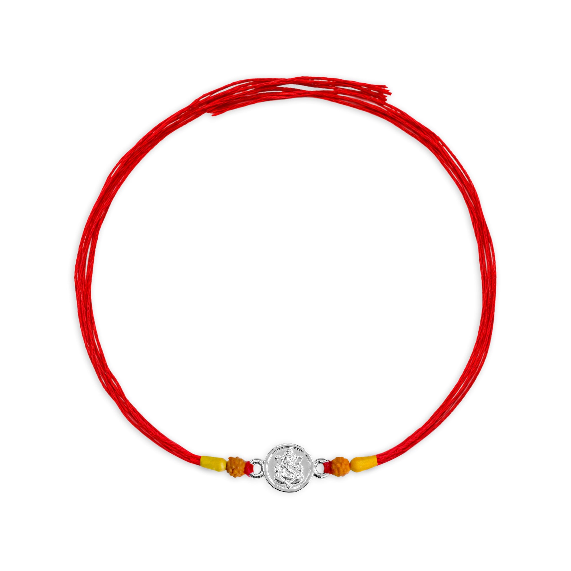 Silver Ganesha Red Thread Rakhi