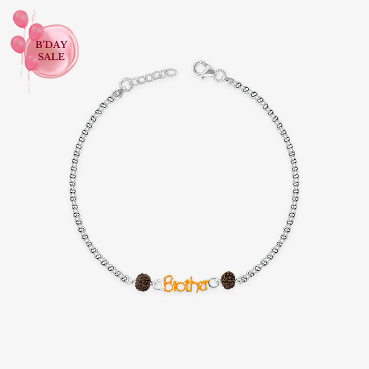 Silver 925 "Brother" Rudraksh Rakhi - Touch925