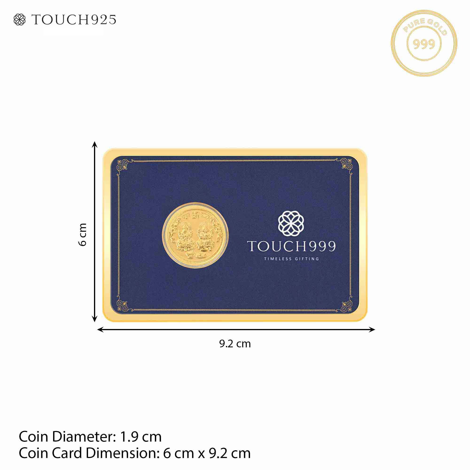 24K Pure 100 mg Lakshmi Ganesha Gold Coin