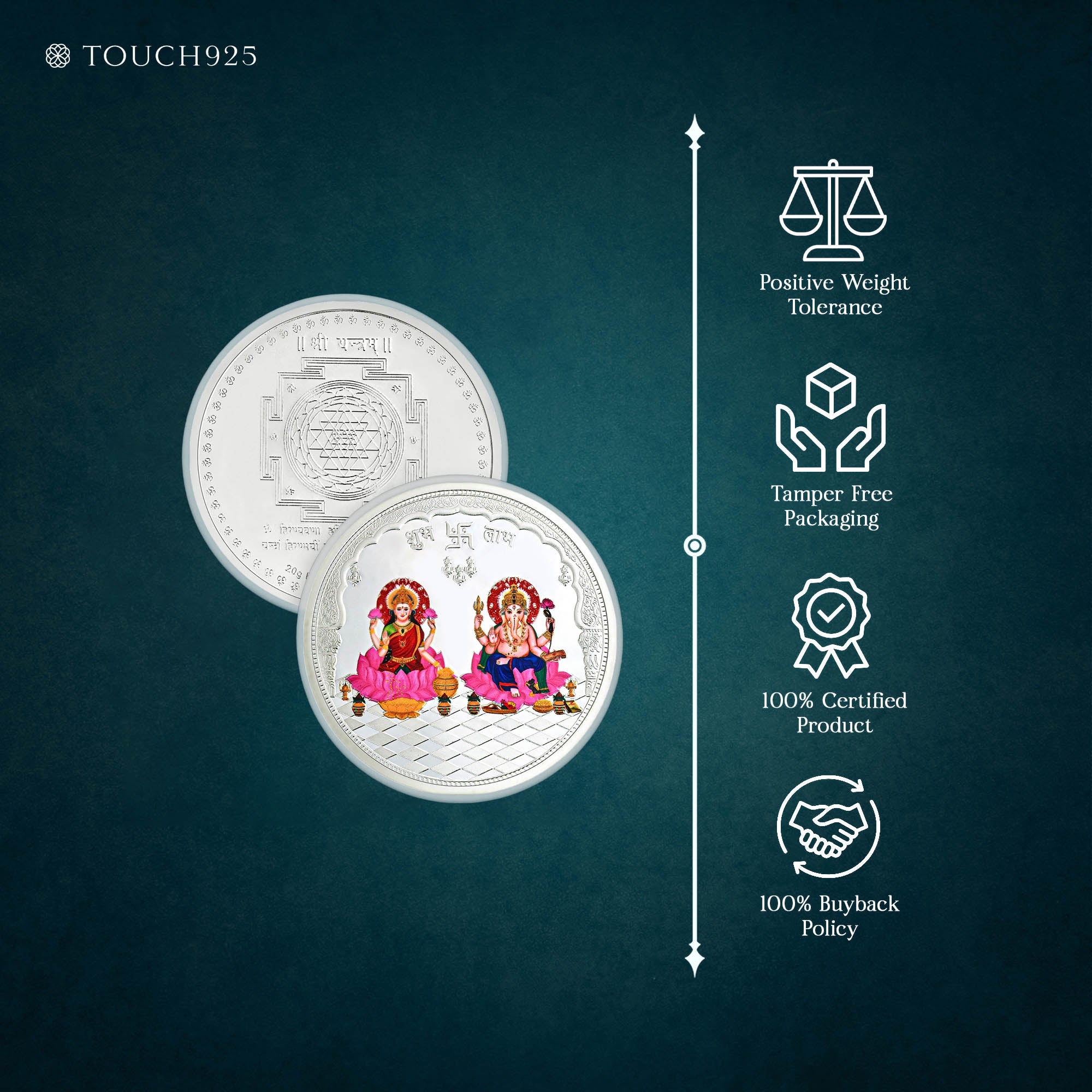 10-100g Lakshmi Ganesh Pure 999 Silver Coin