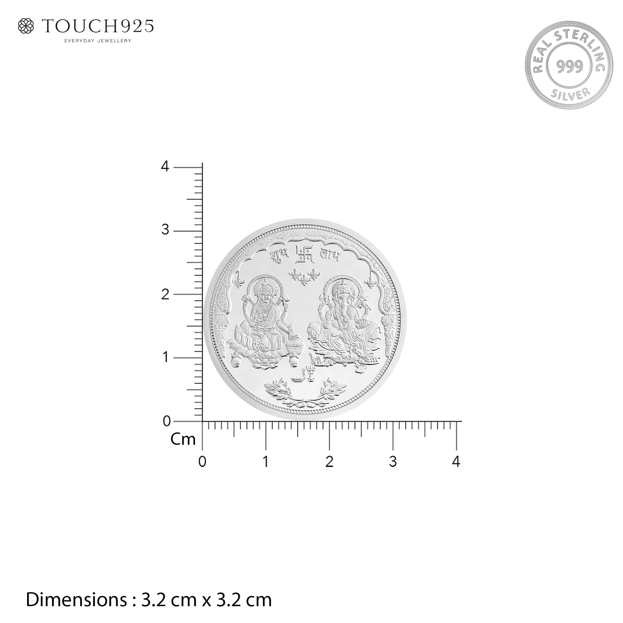 Pure 999 Silver 20g Lakshmi Ganesh Coin