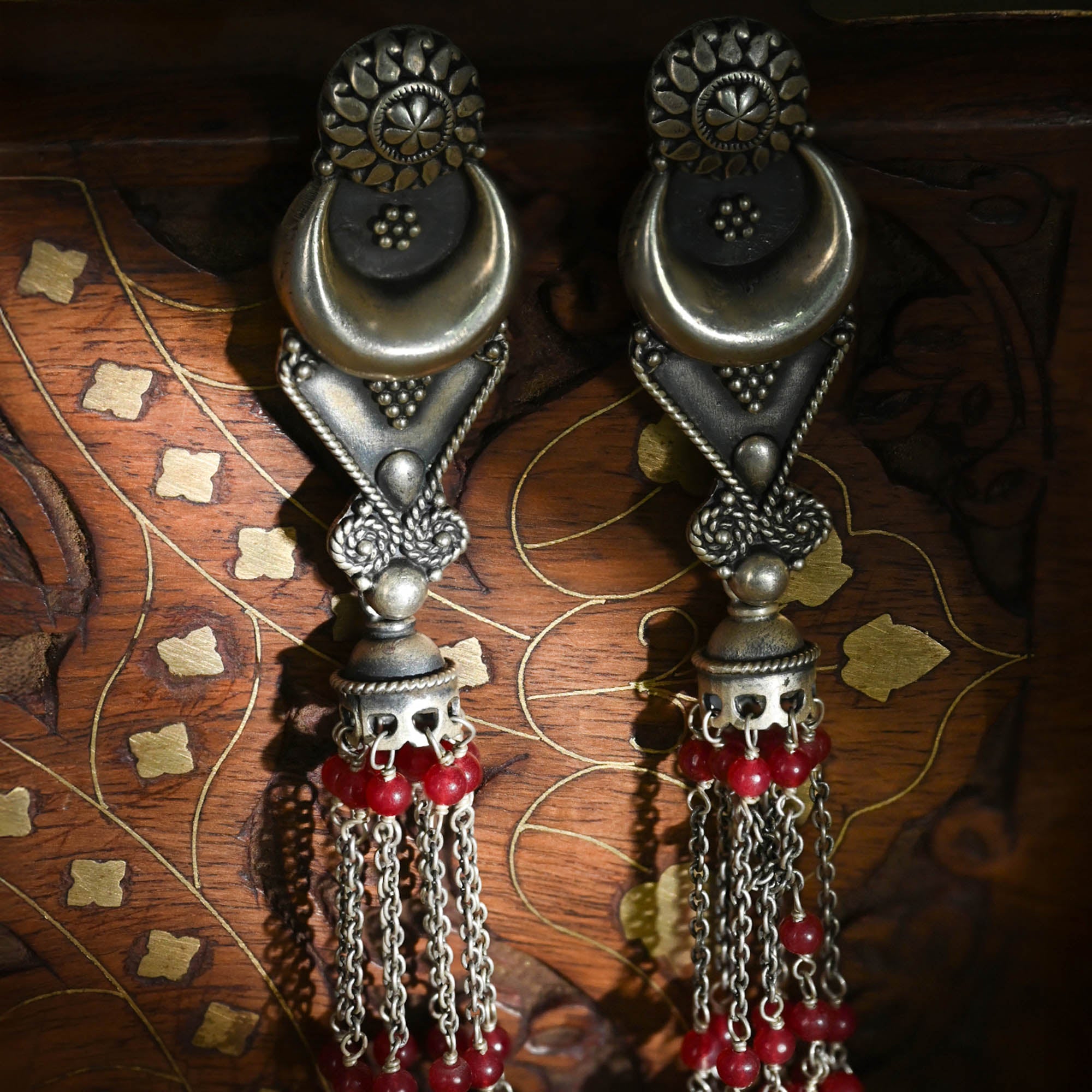 Crimson Tassel Earrings