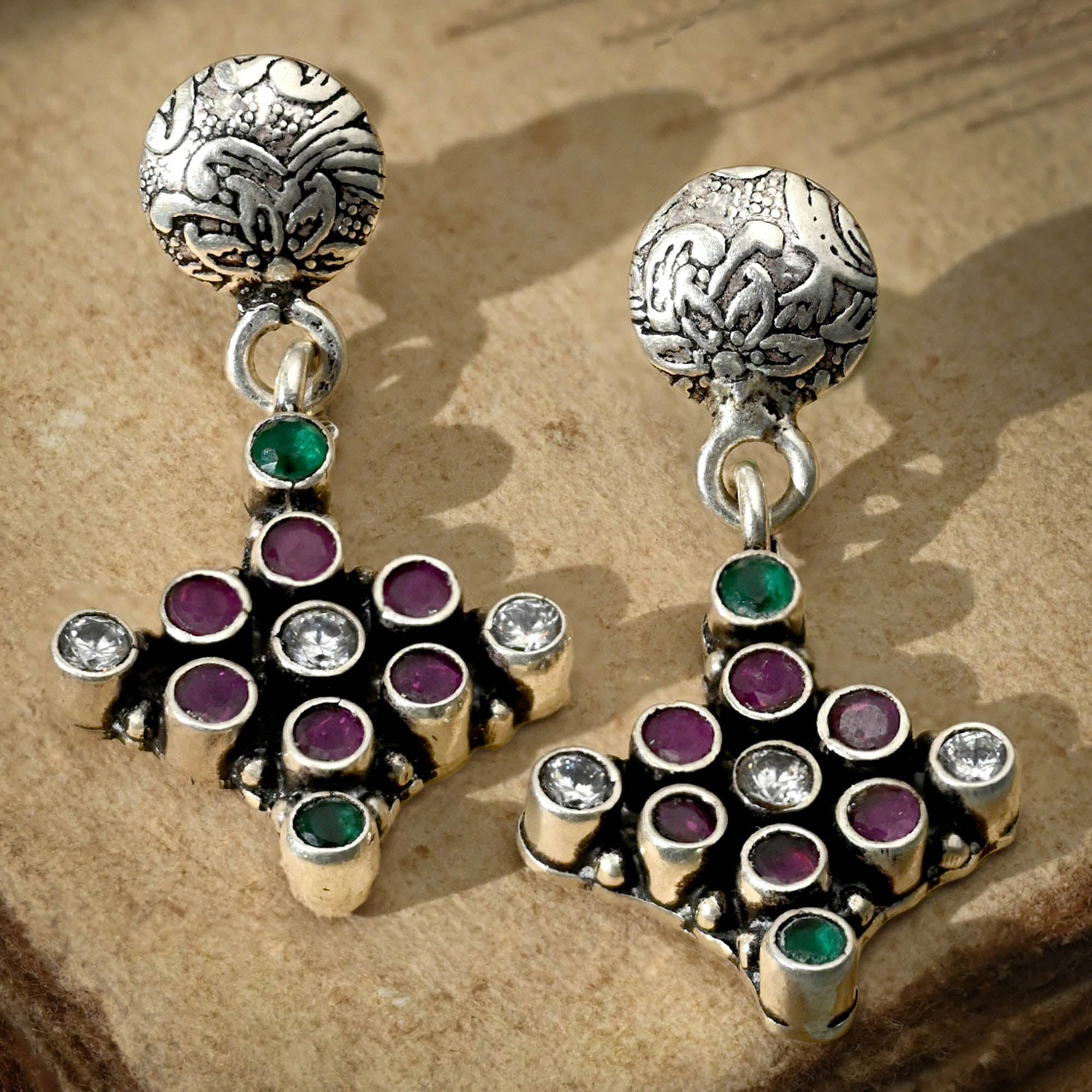 Multi-Stone Cluster Earrings