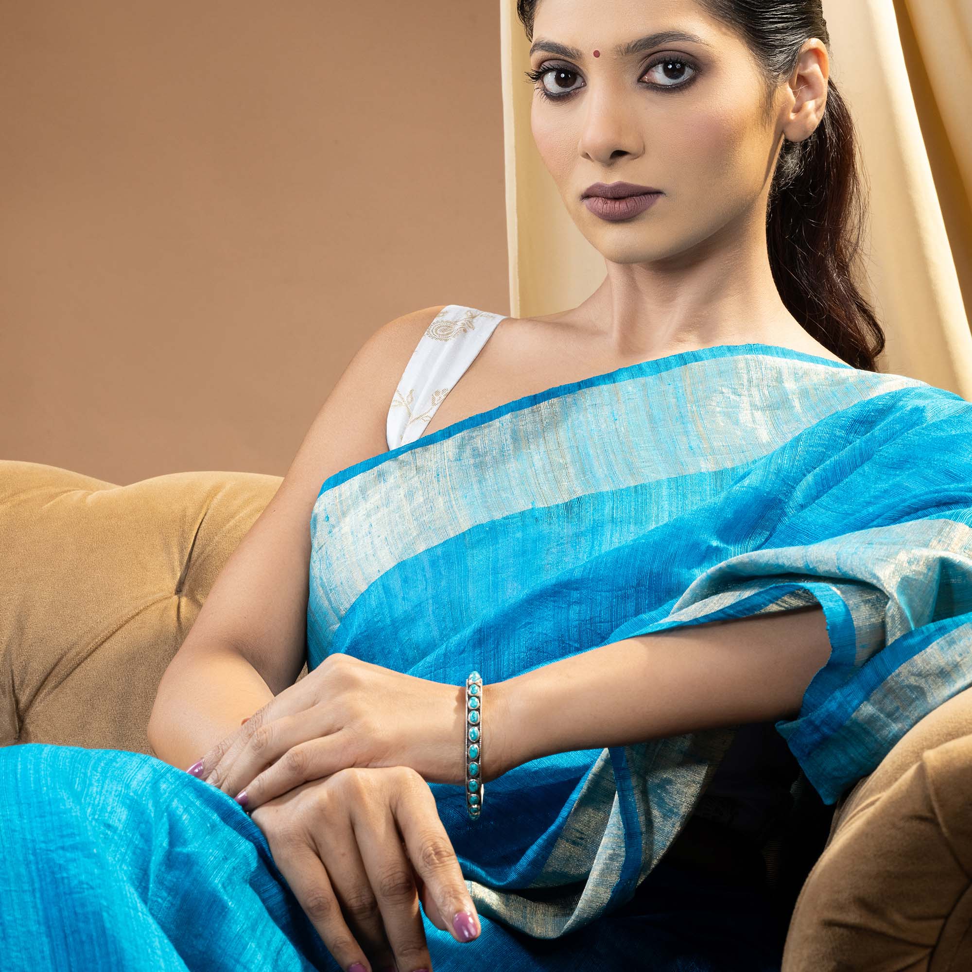 Turquoise Silver Kada