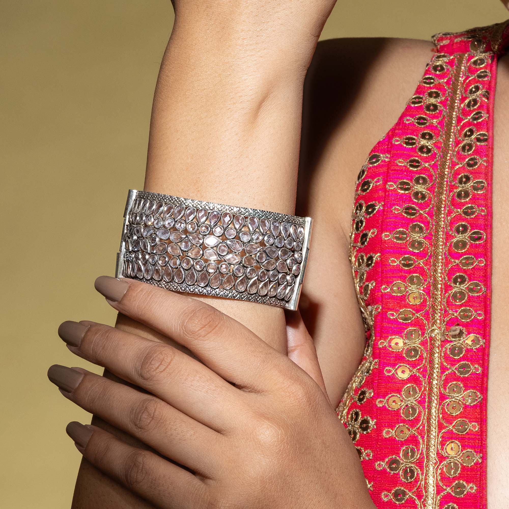 Royal Polki Stone Cluster Kada