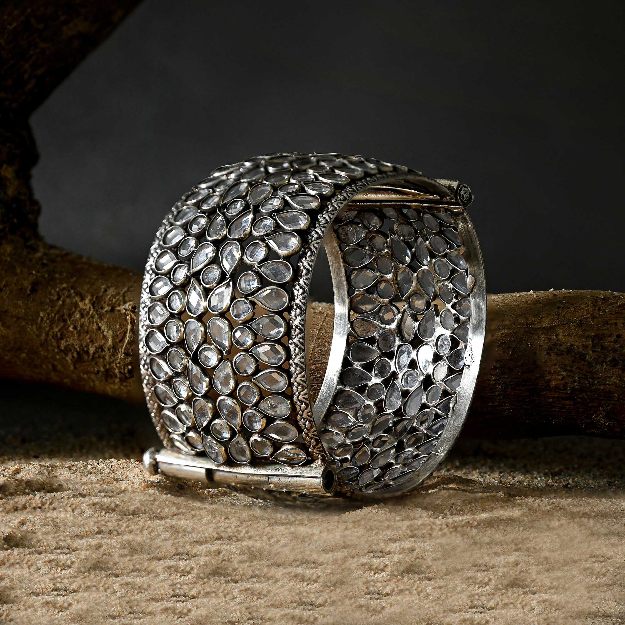 Royal Polki Stone Cluster Kada