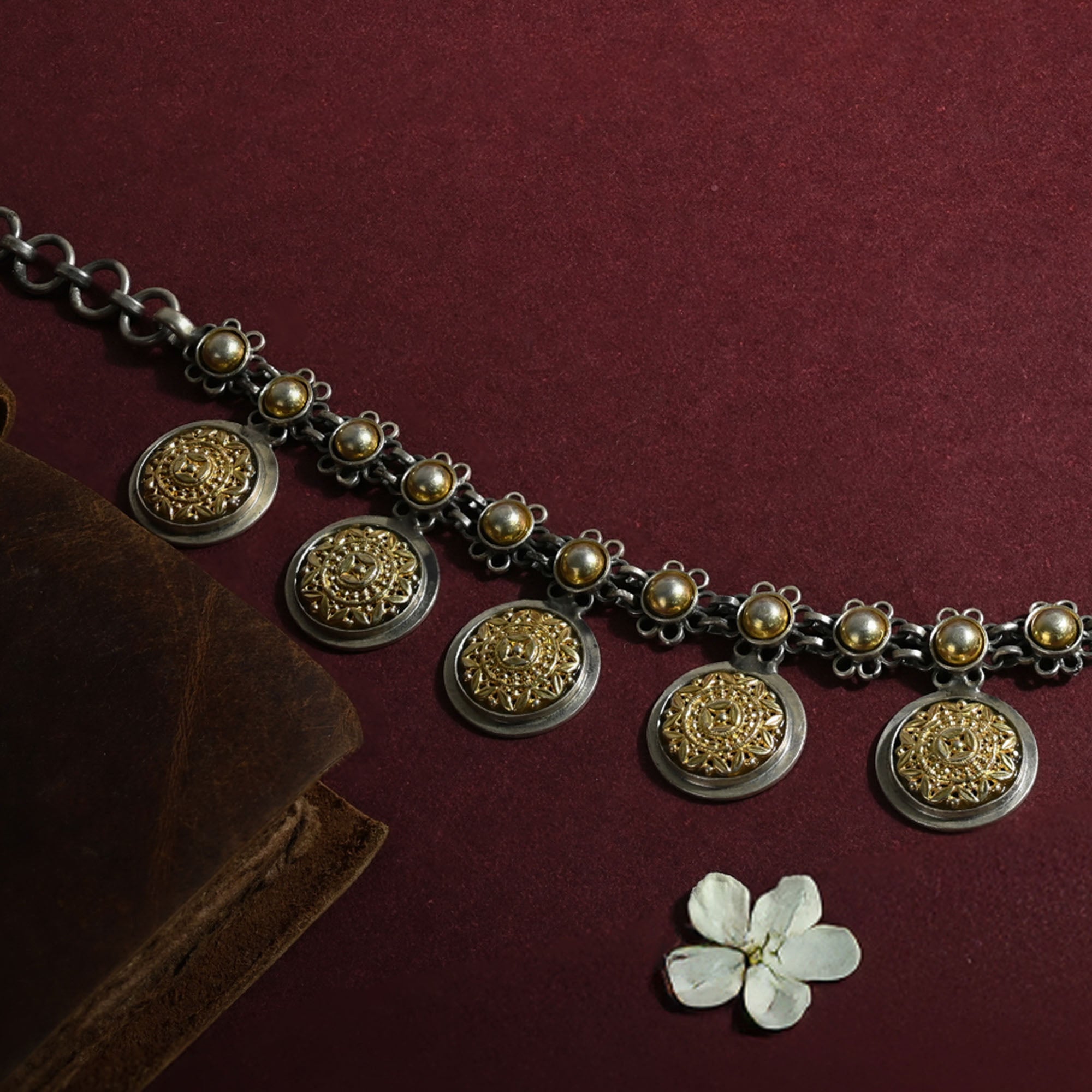 Golden Charm Silver Necklace