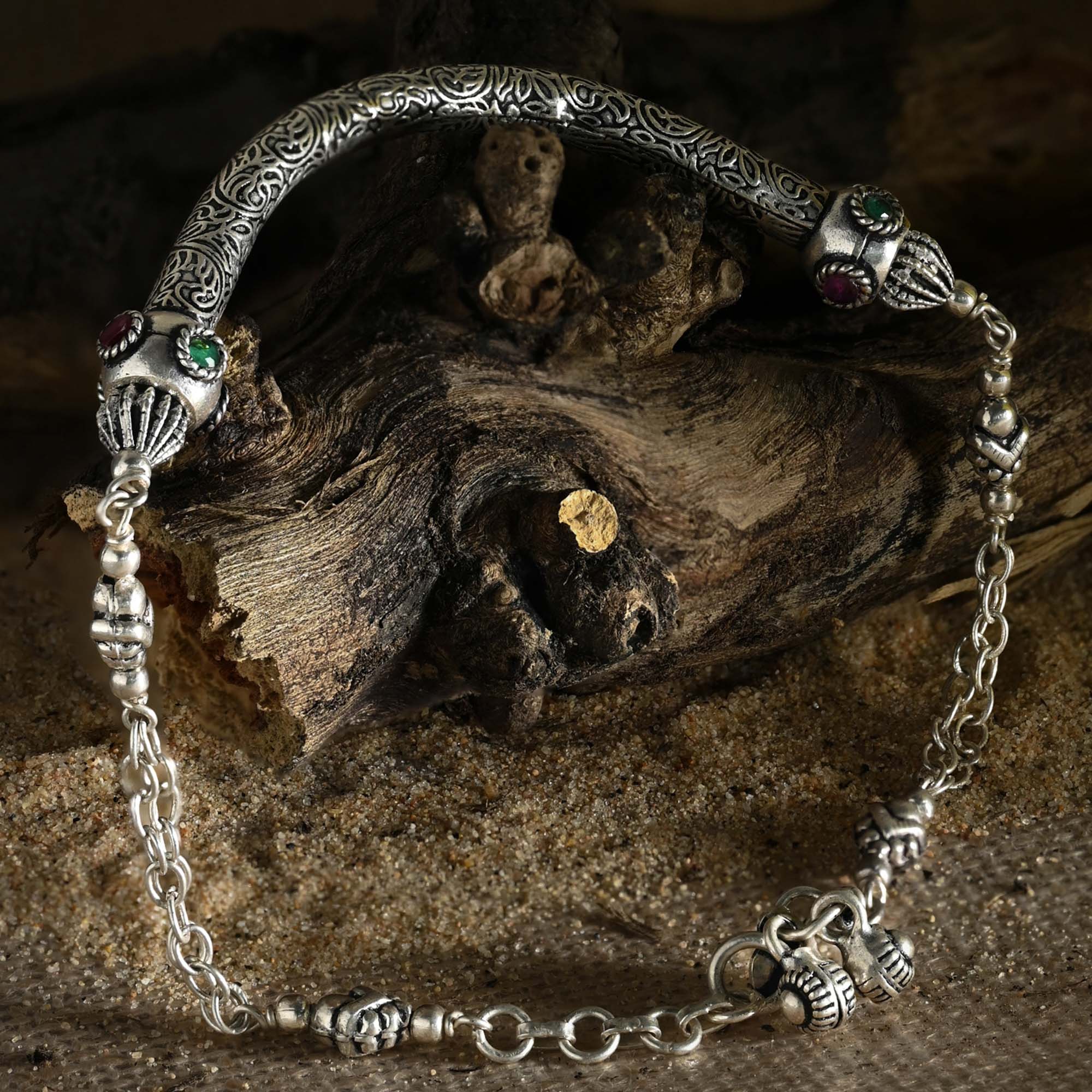 Ornamental Motif Gem Anklet