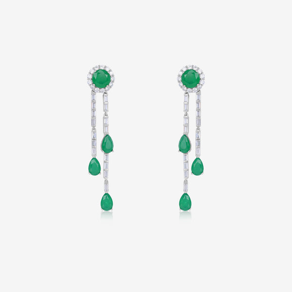 Dangling Green Pear shaped Accent Earrings