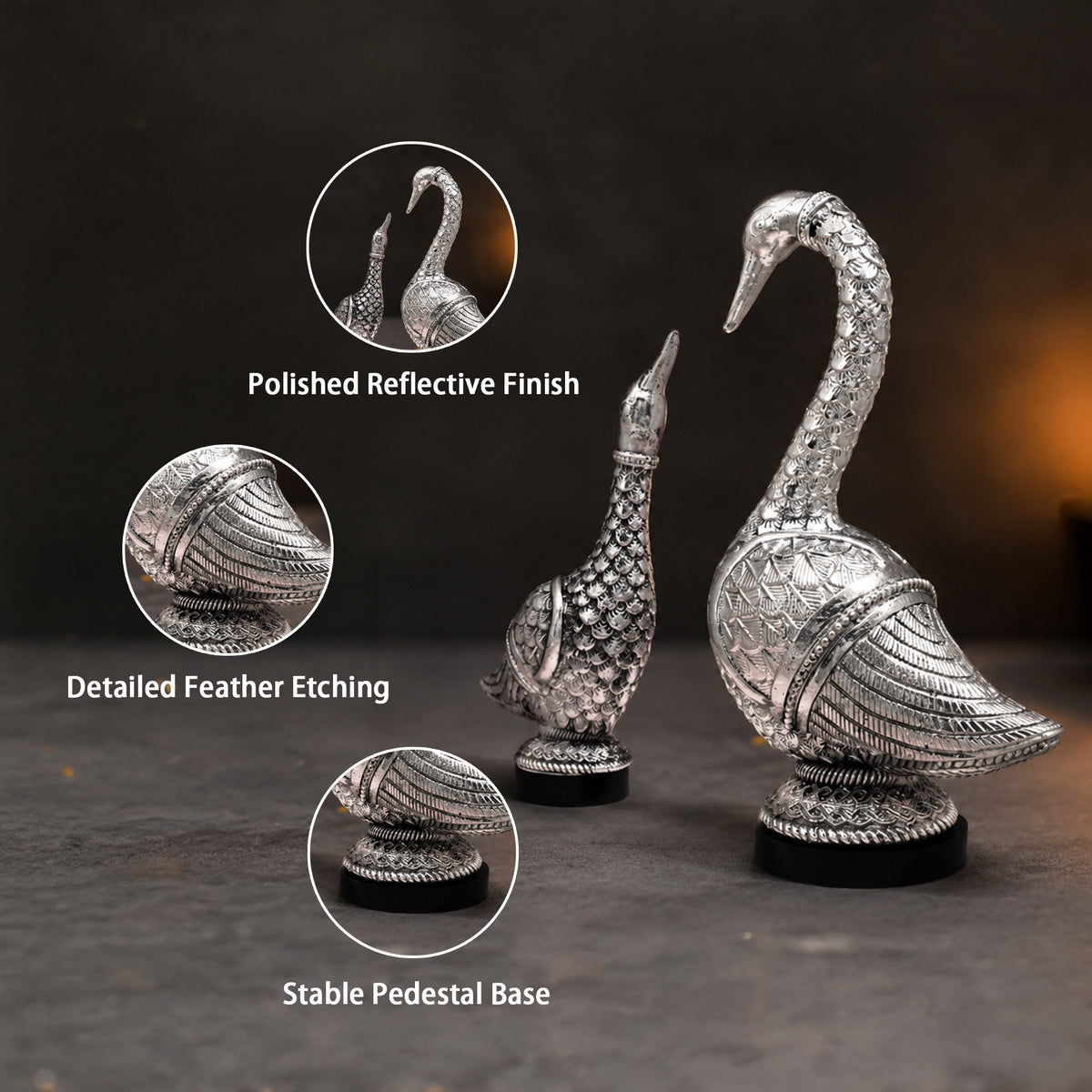 999 Silver Swan Pair Gift Box