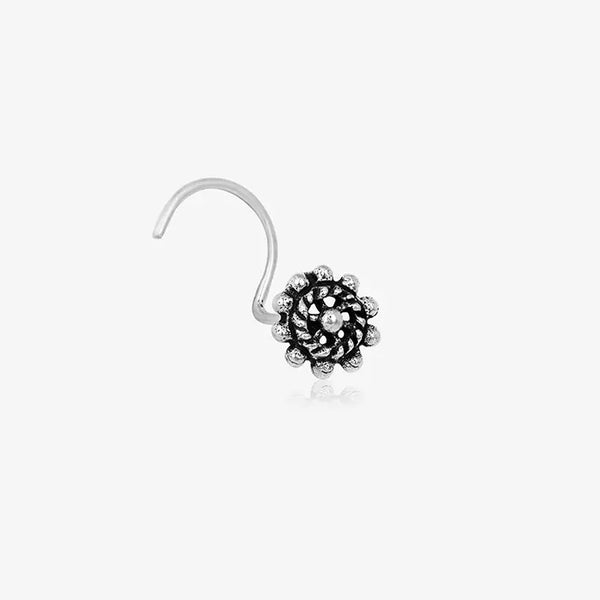 Oxidized Circular Flower Nose Pin