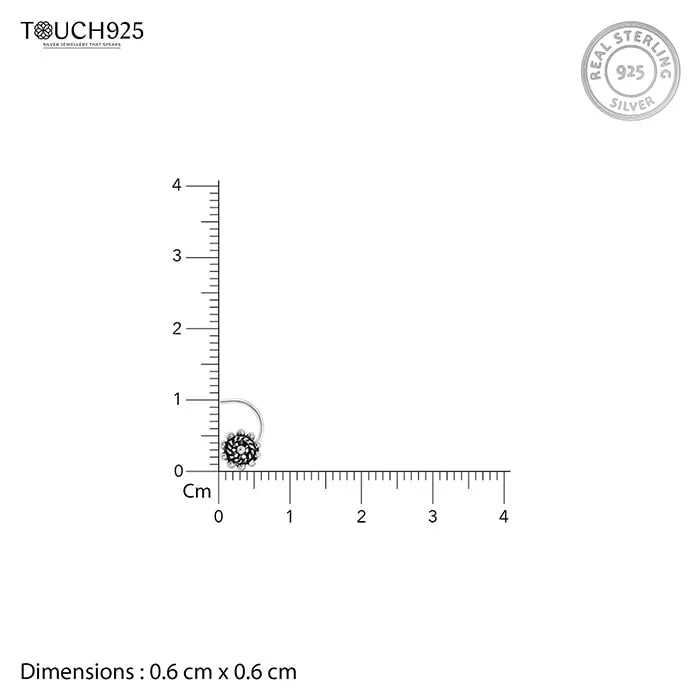 Oxidized Circular Flower Nose Pin - Touch925
