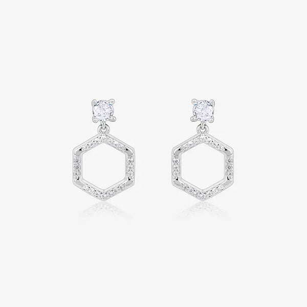 Hexagon CZ Dangle Earrings