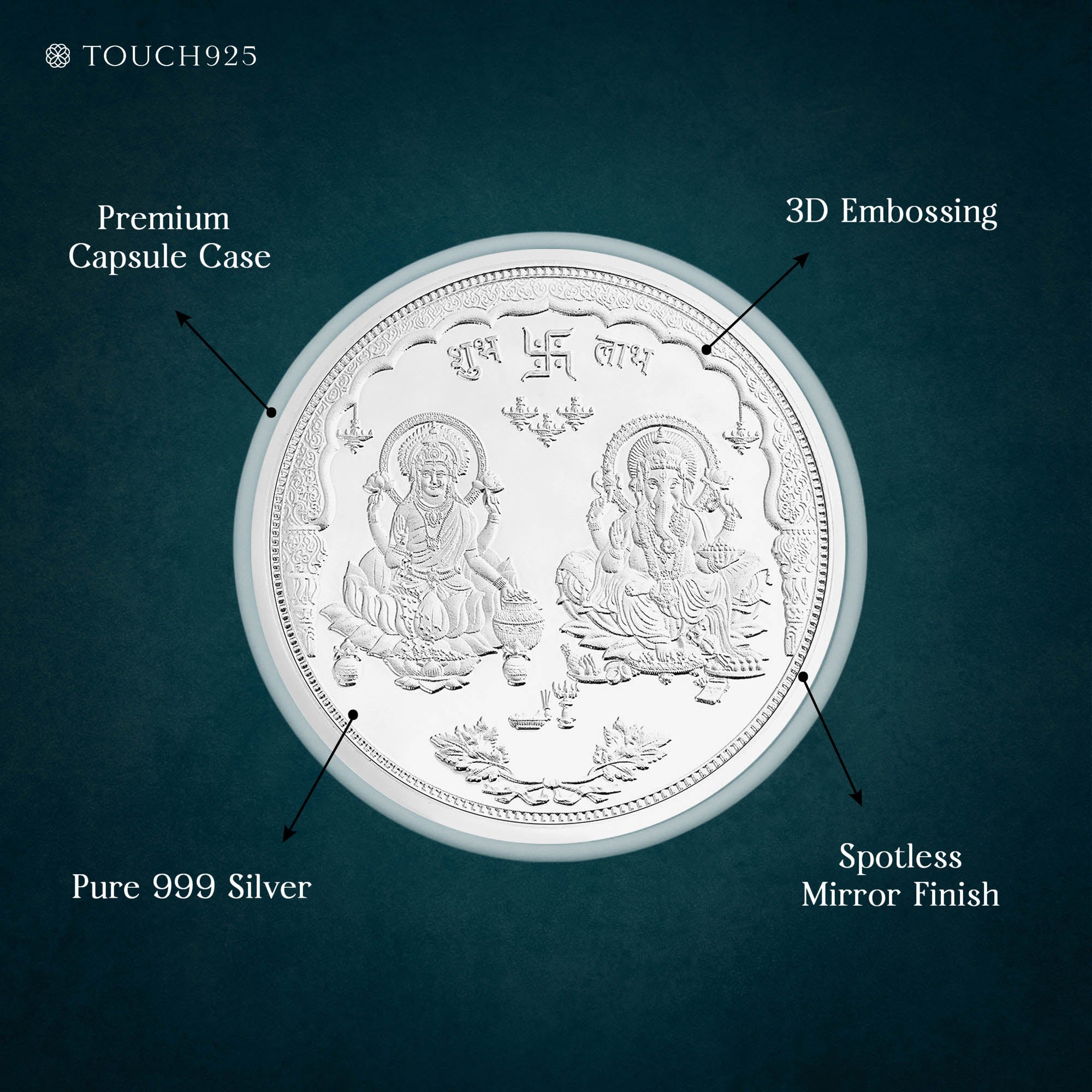 Pure 999 Silver 10g  Lakshmi Ganesh Coin