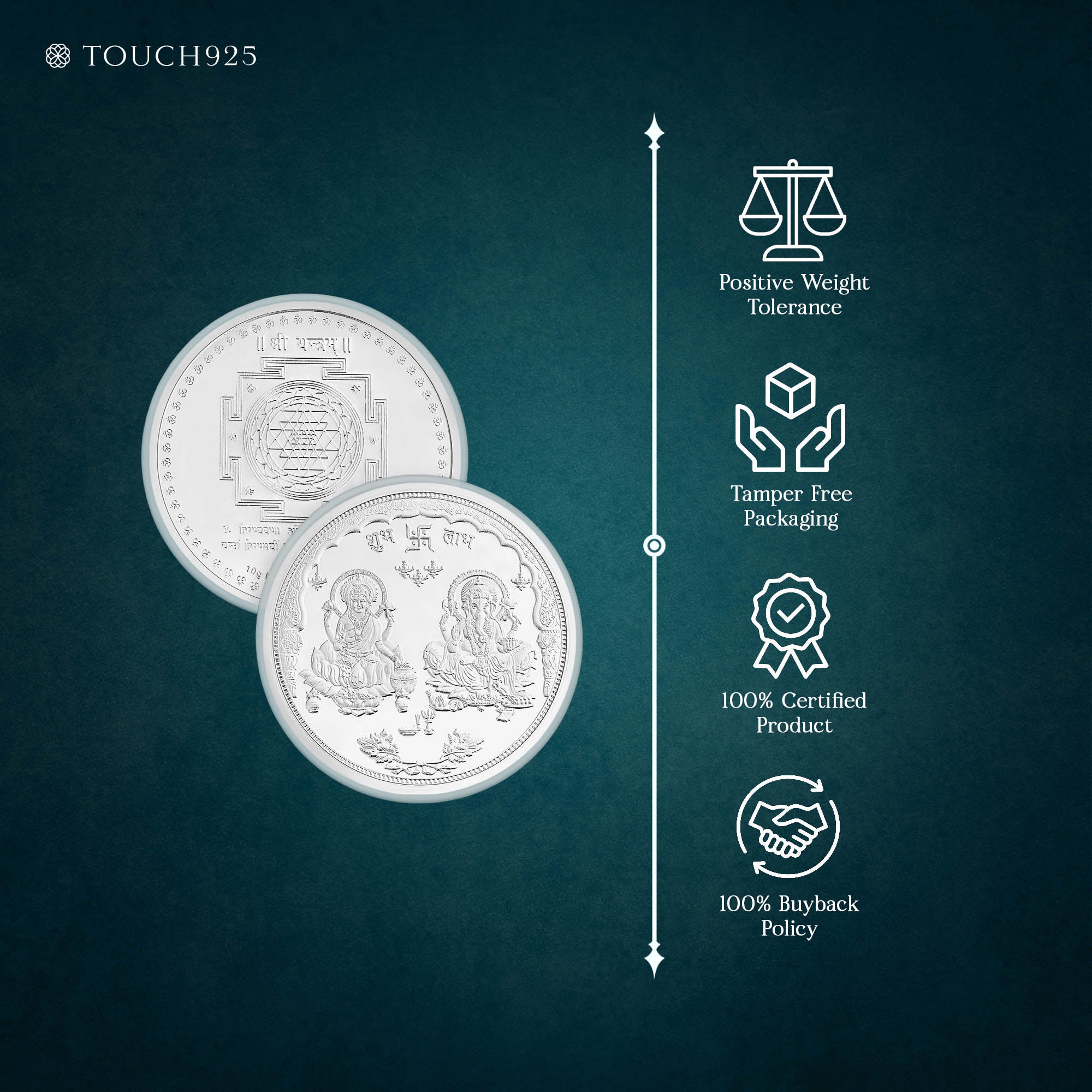 Pure 999 Silver 10g  Lakshmi Ganesh Coin