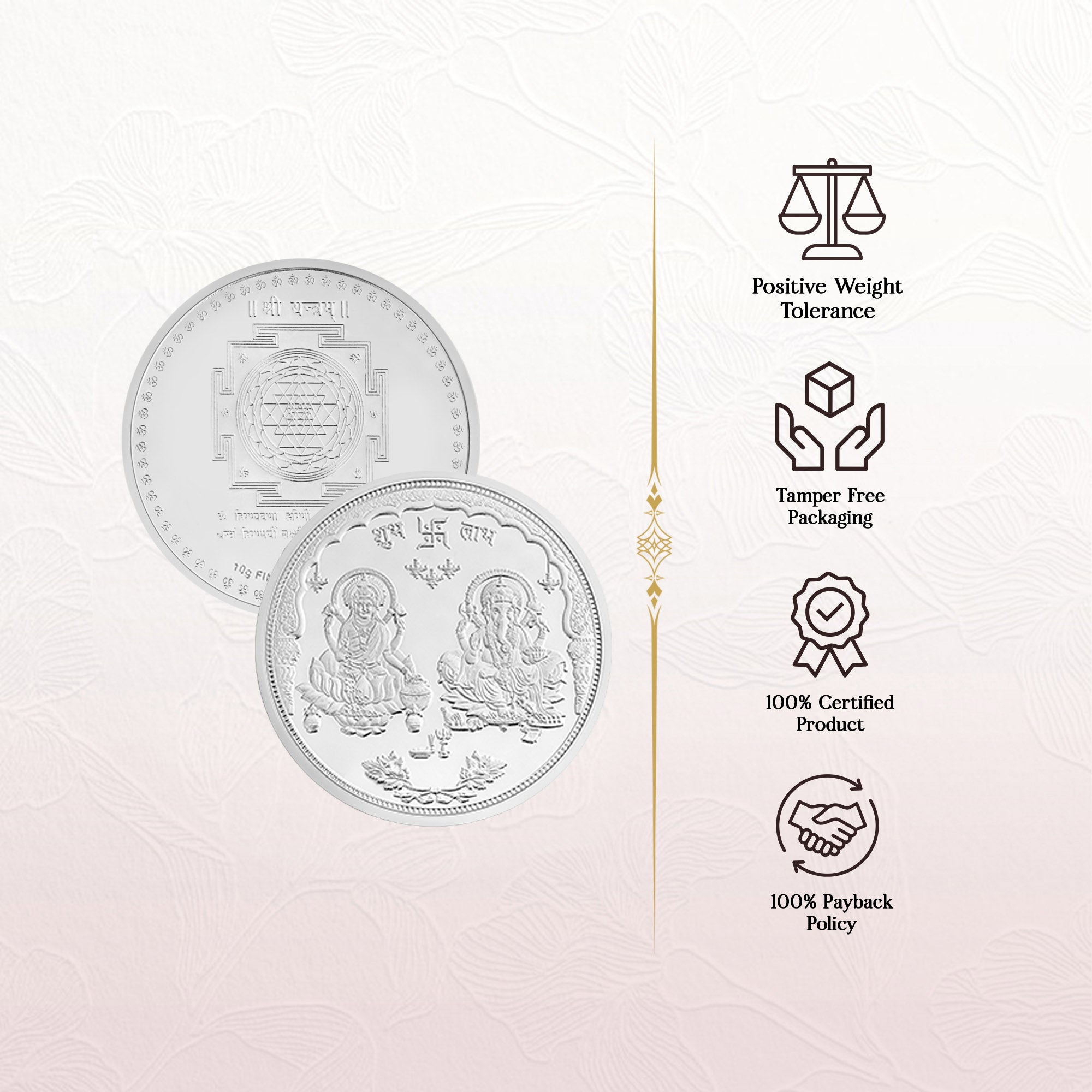 Pure 999 Silver 10g  Lakshmi Ganesh Coin