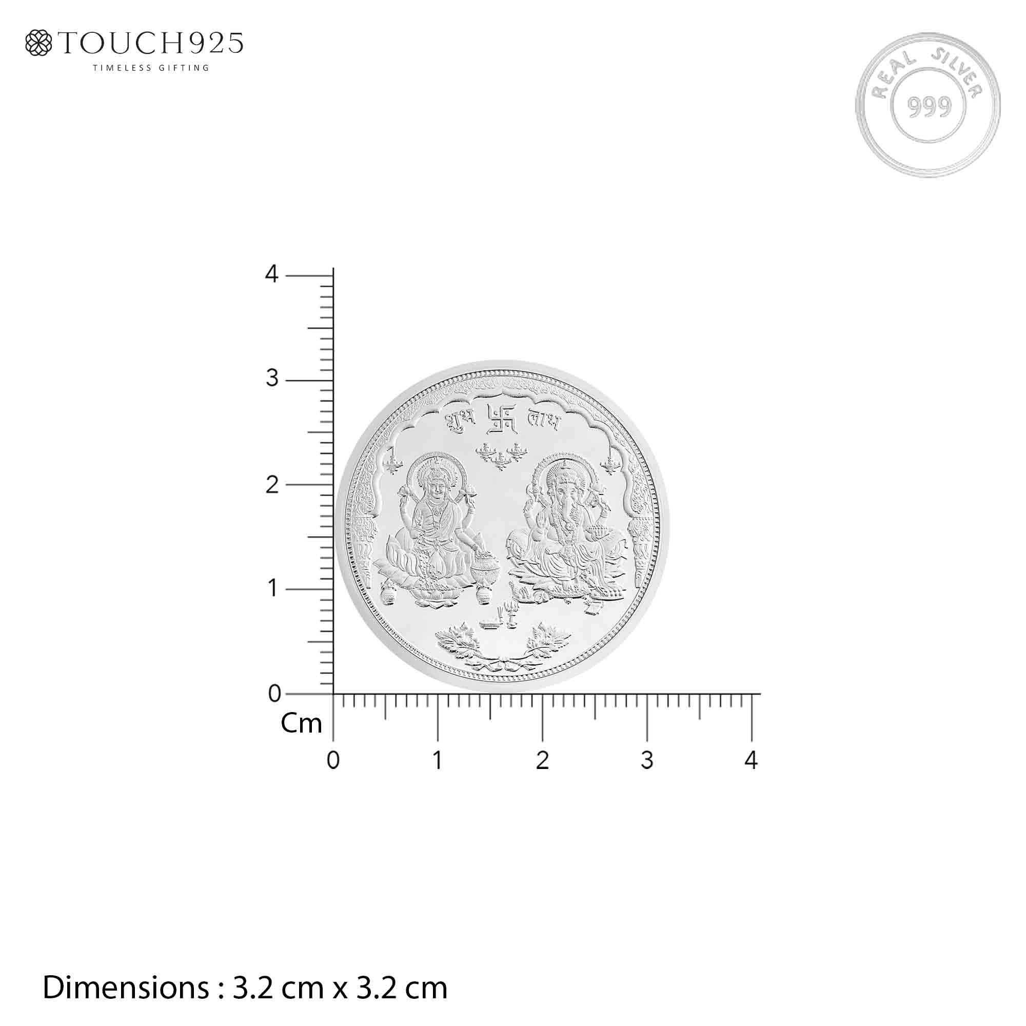 Pure 999 Silver 10g  Lakshmi Ganesh Coin