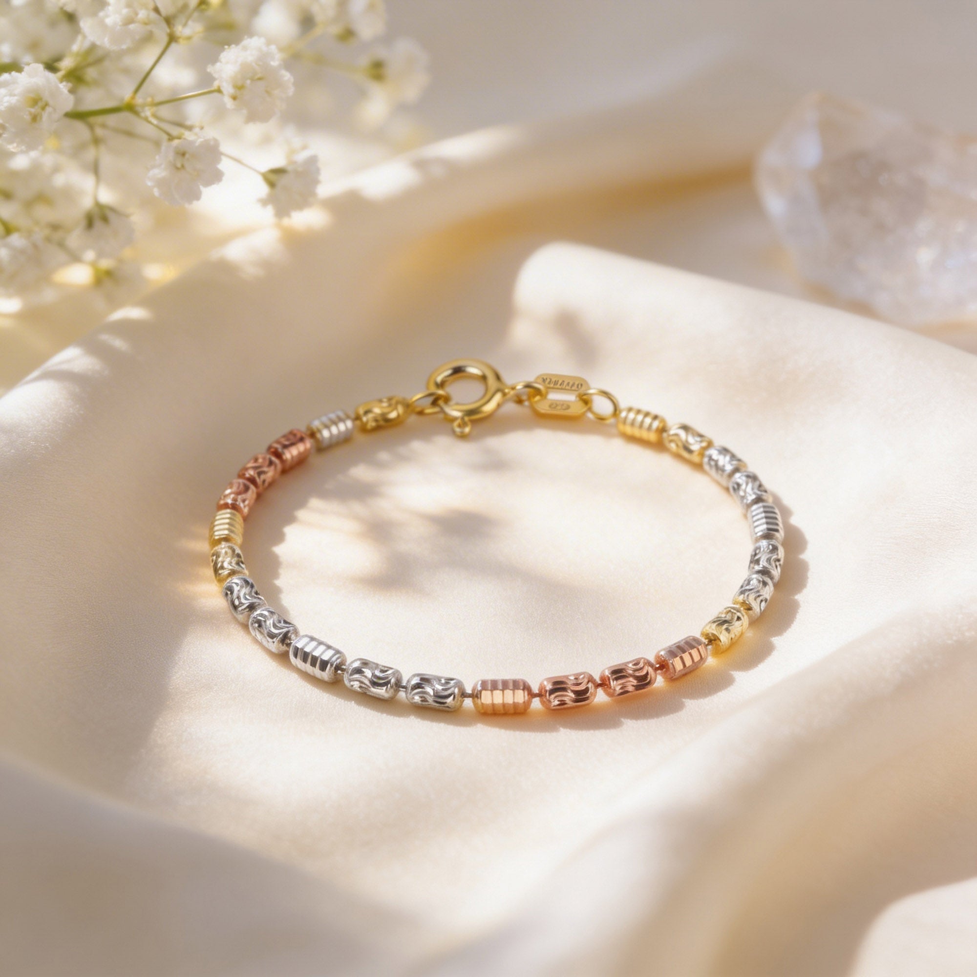 Tri-Tone Beaded Kids Anklet