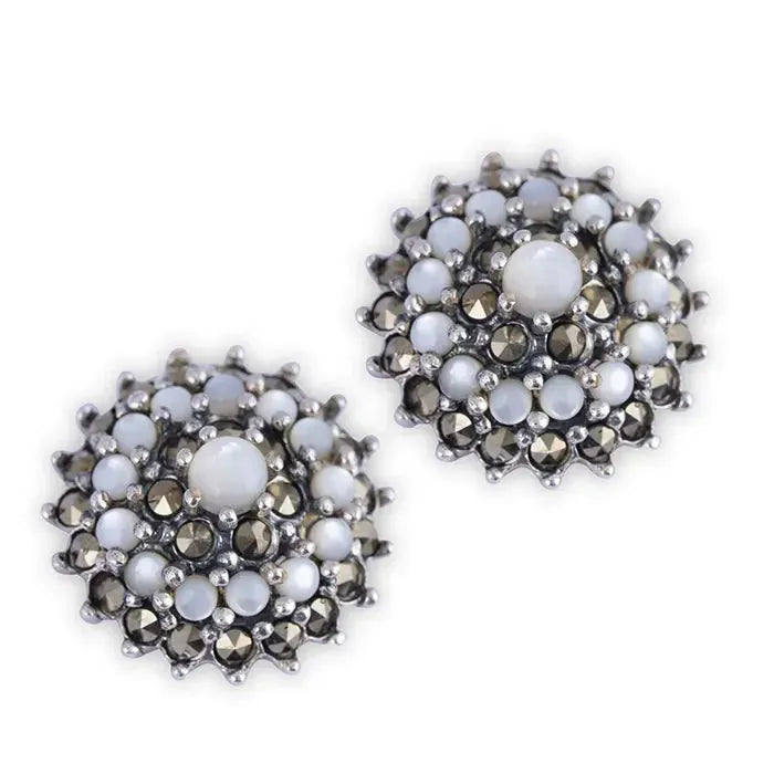 Radiant Circle Oxidized Silver Studs - Touch925