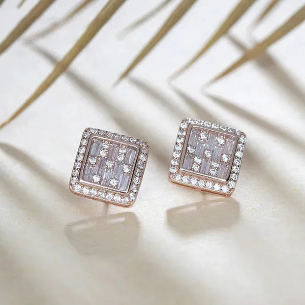 Rose Gold Square Sparkle Tops - Touch925