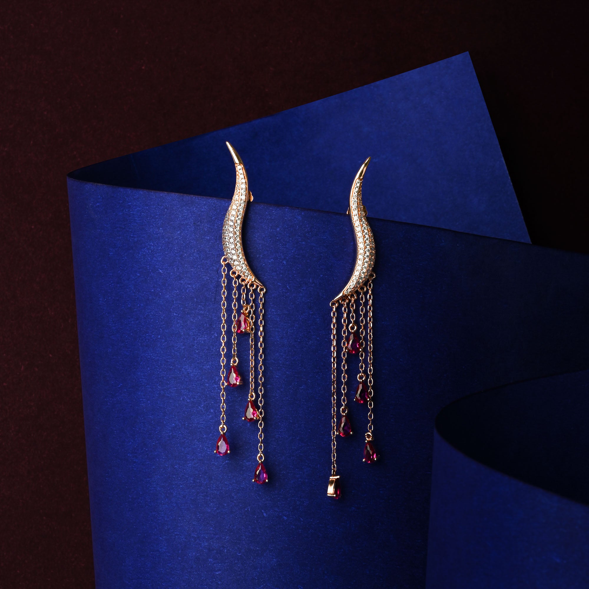 Ruby Chain Drops Earrings