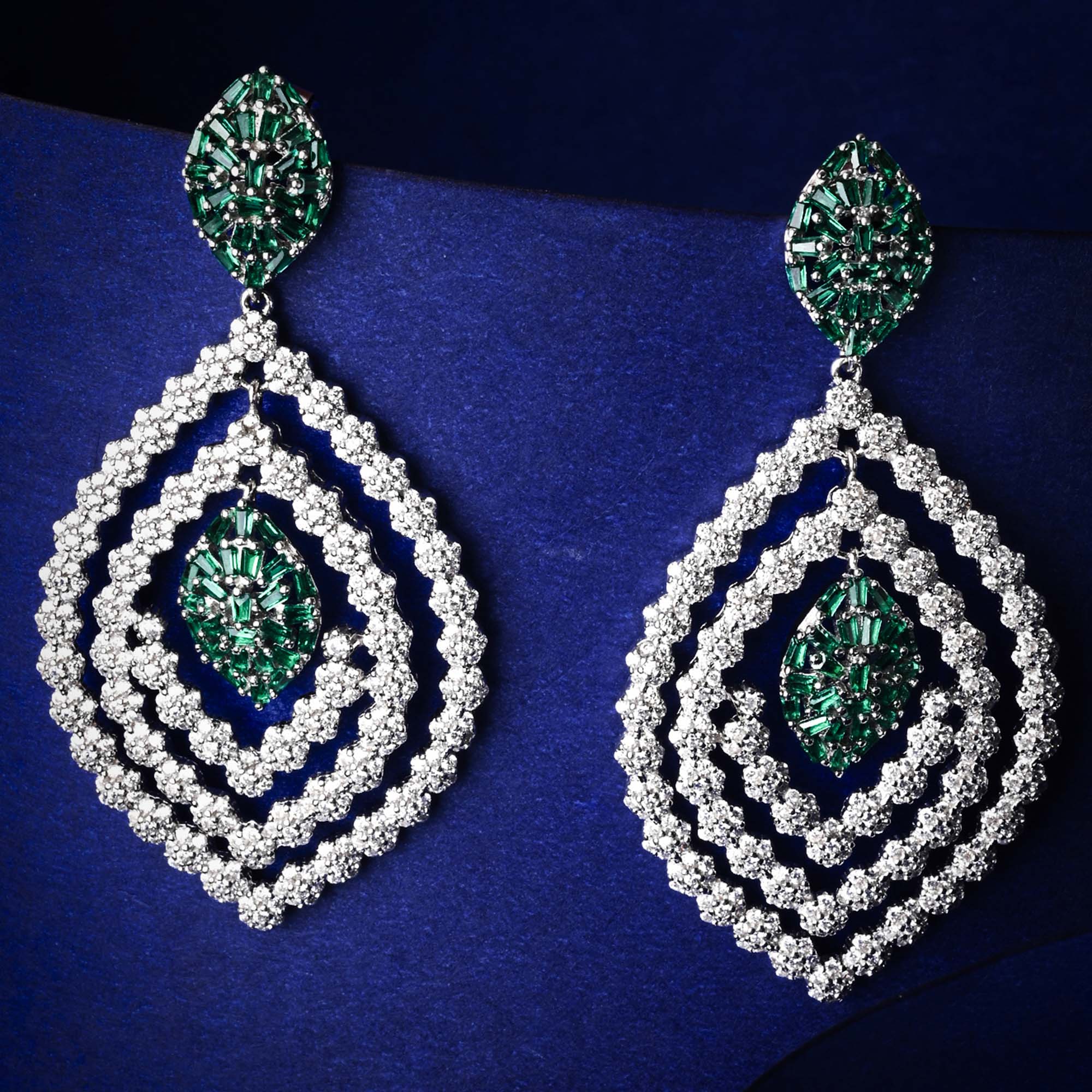 Layered CZ Motif Earrings