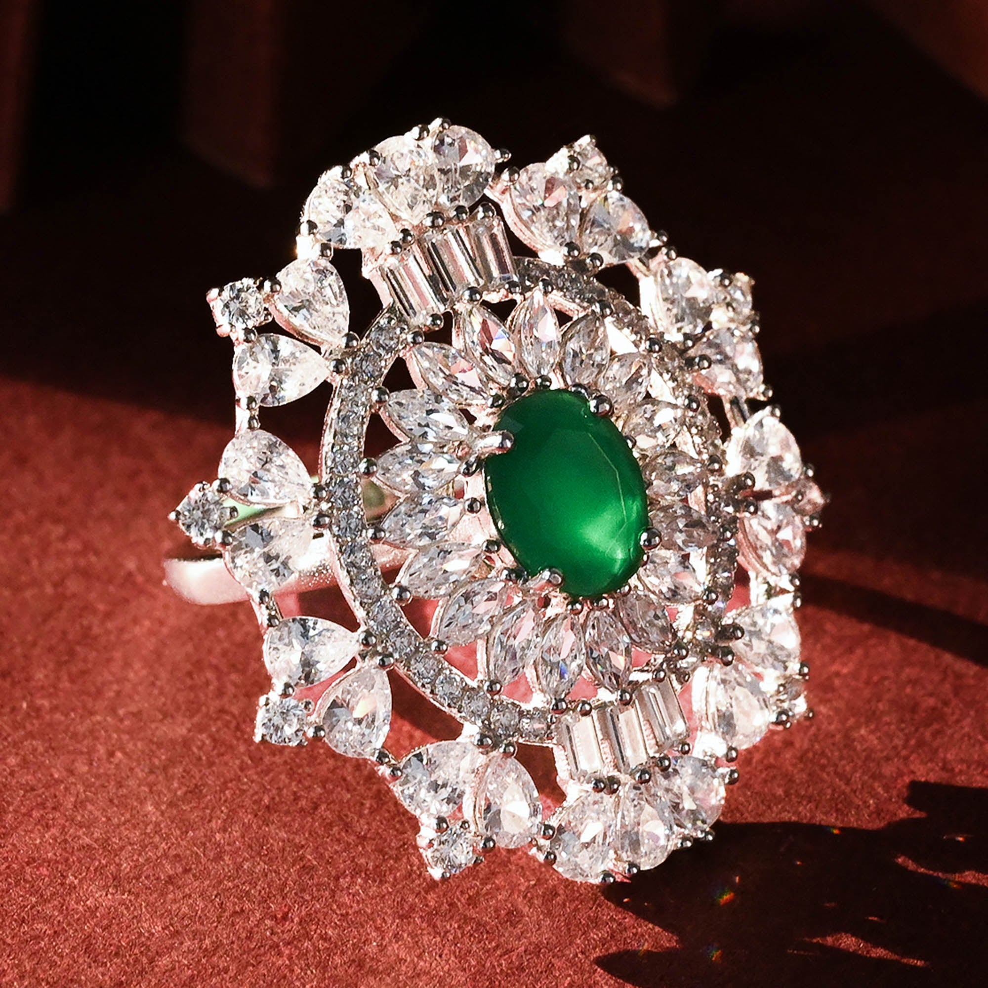 Emerald Sparkle Statement Ring