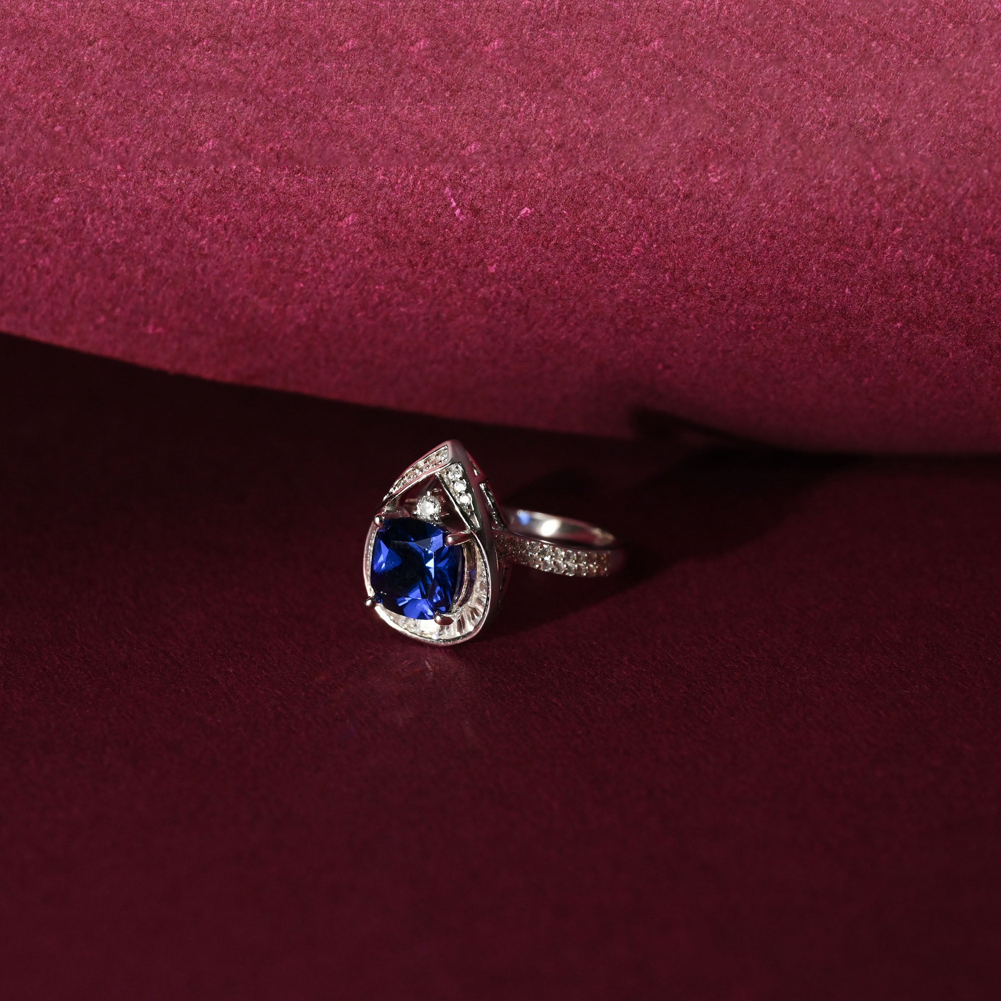 Midnight Blue Teardrop Ring