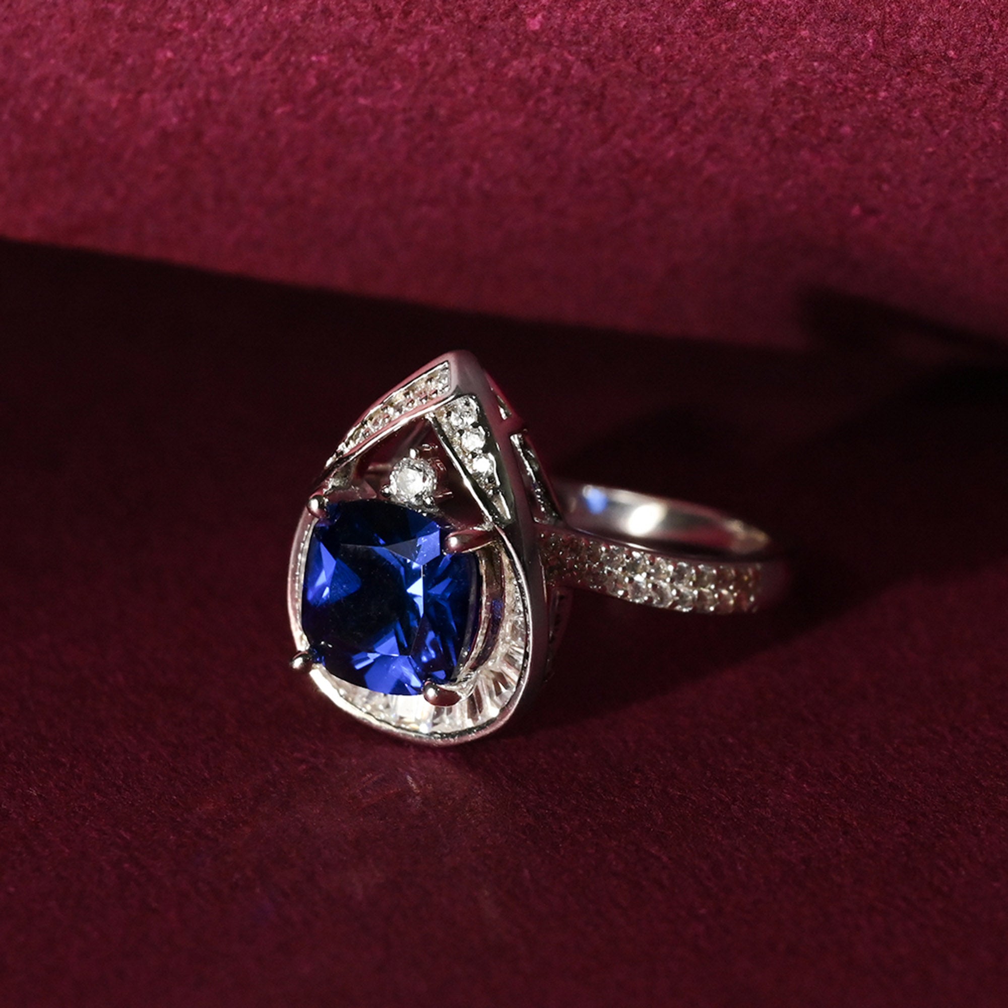 Midnight Blue Teardrop Ring