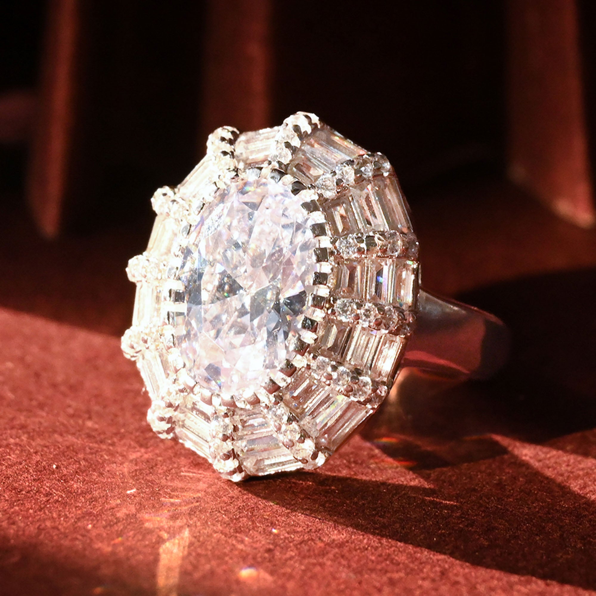 Radiant Halo Stone Silver Ring