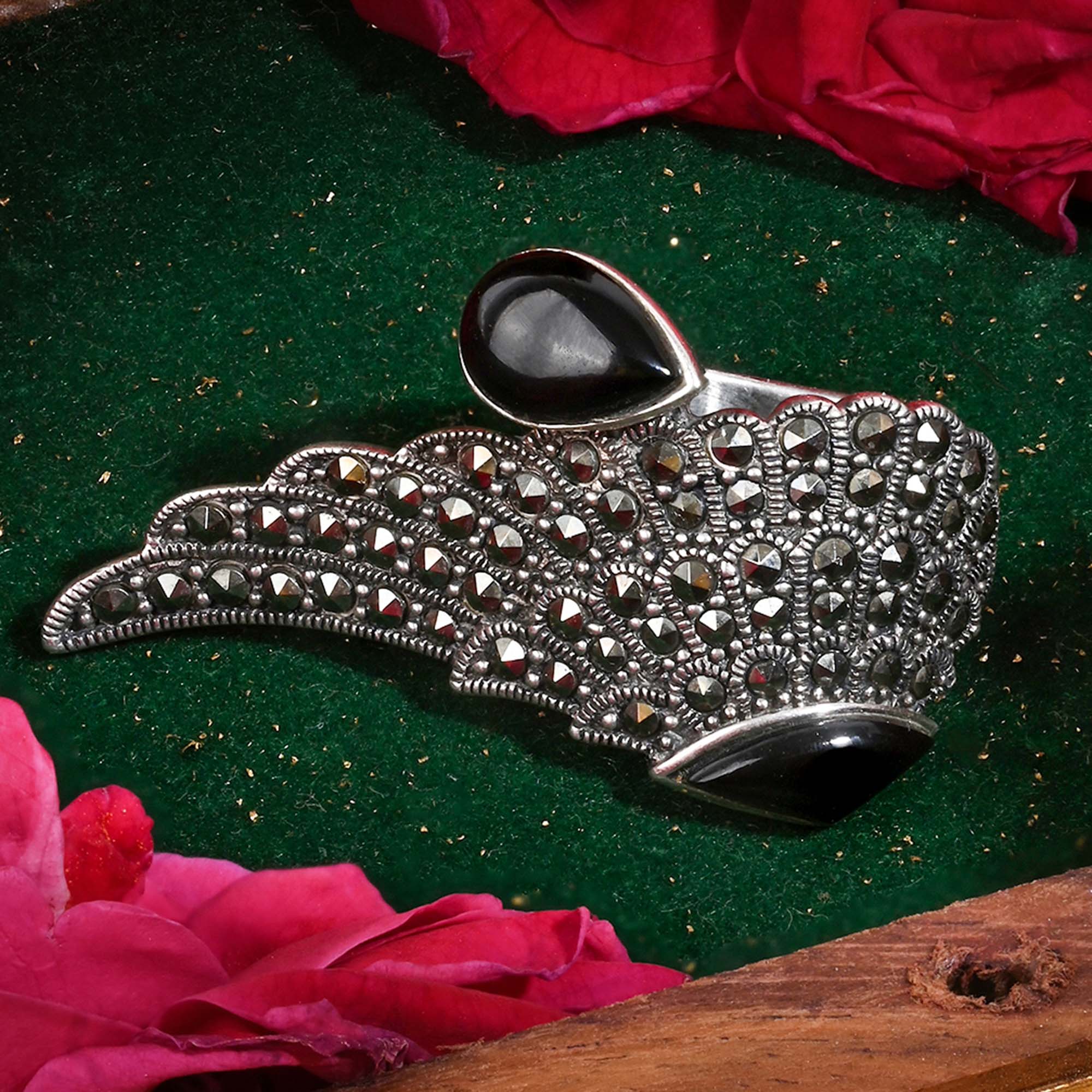 Winged Elegance Oxidised Silver Ring