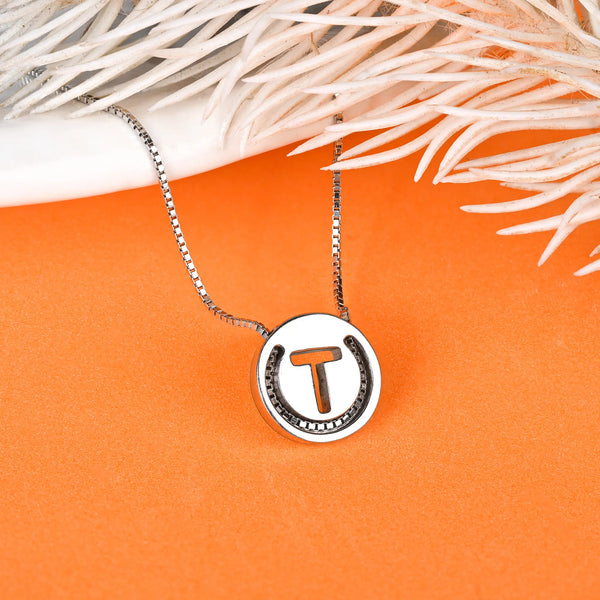 Circular Initial 'T' Necklace